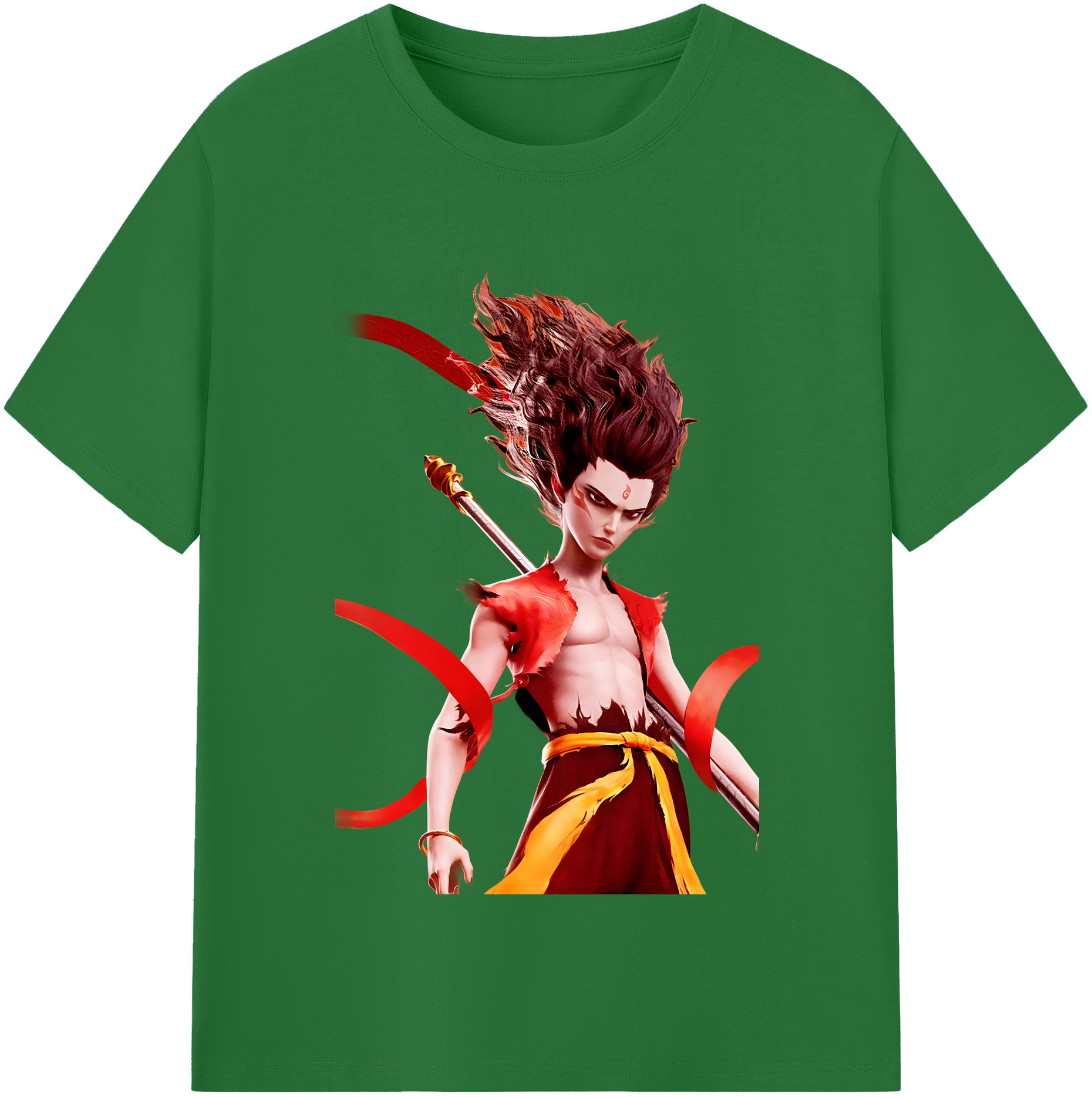 （画像用） Ne Zha 2 ナタ 魔童の大暴れ 綿100％半袖Tシャツ（フロントプリント）