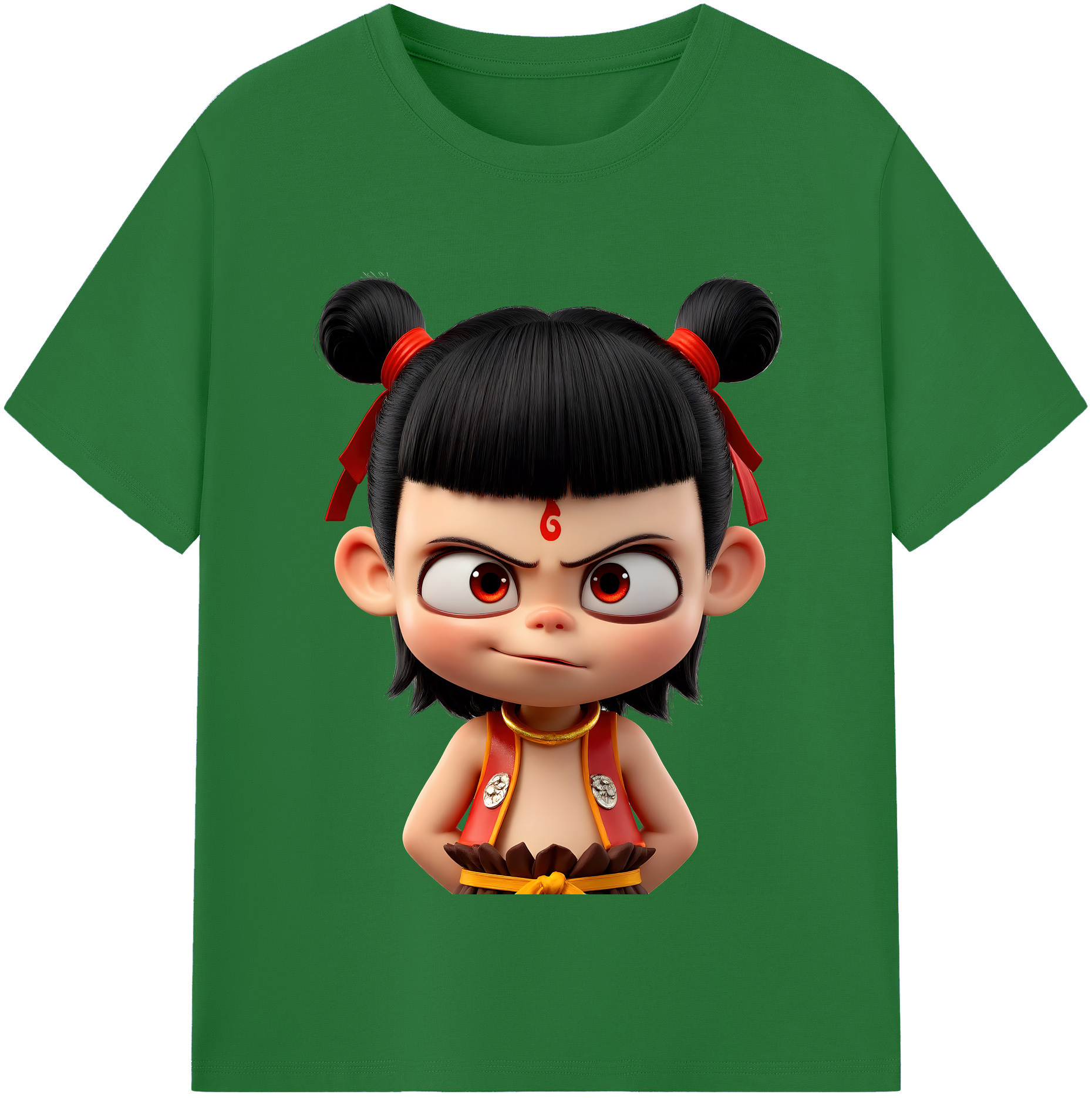 （画像用） Ne Zha 2 ナタ 魔童の大暴れ 綿100％半袖Tシャツ（フロントプリント）