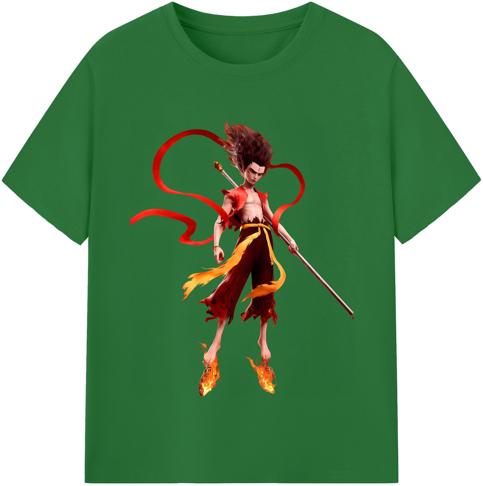 （画像用） Ne Zha 2 ナタ 魔童の大暴れ 綿100％半袖Tシャツ（フロントプリント）