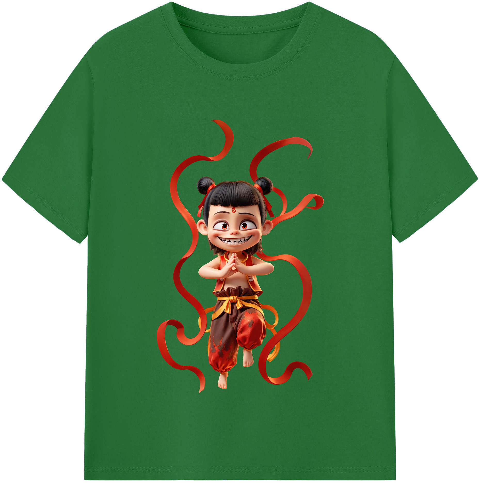 （画像用） Ne Zha 2 ナタ 魔童の大暴れ 綿100％半袖Tシャツ（フロントプリント）