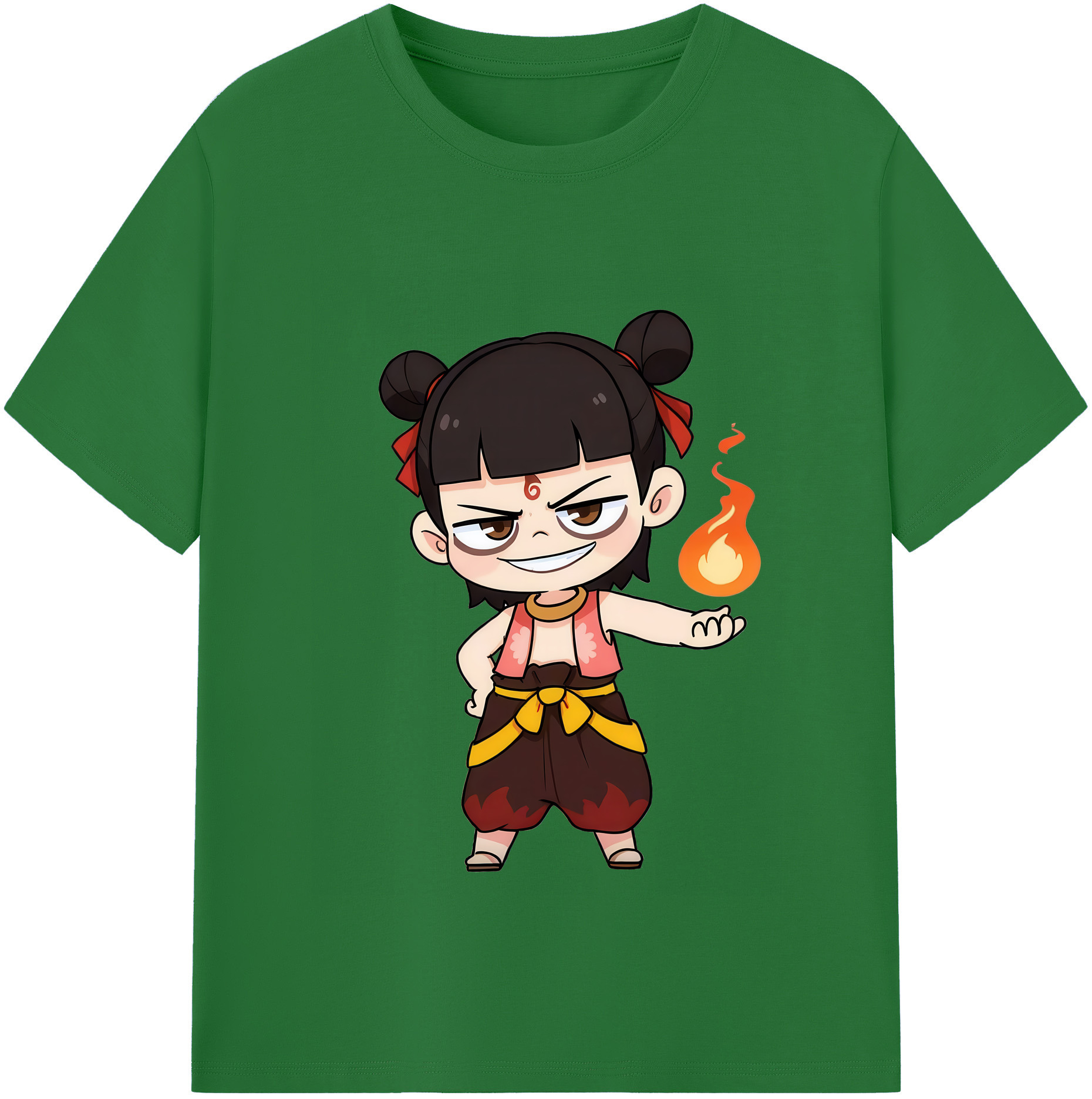 （画像用） Ne Zha 2 ナタ 魔童の大暴れ 綿100％半袖Tシャツ（フロントプリント）