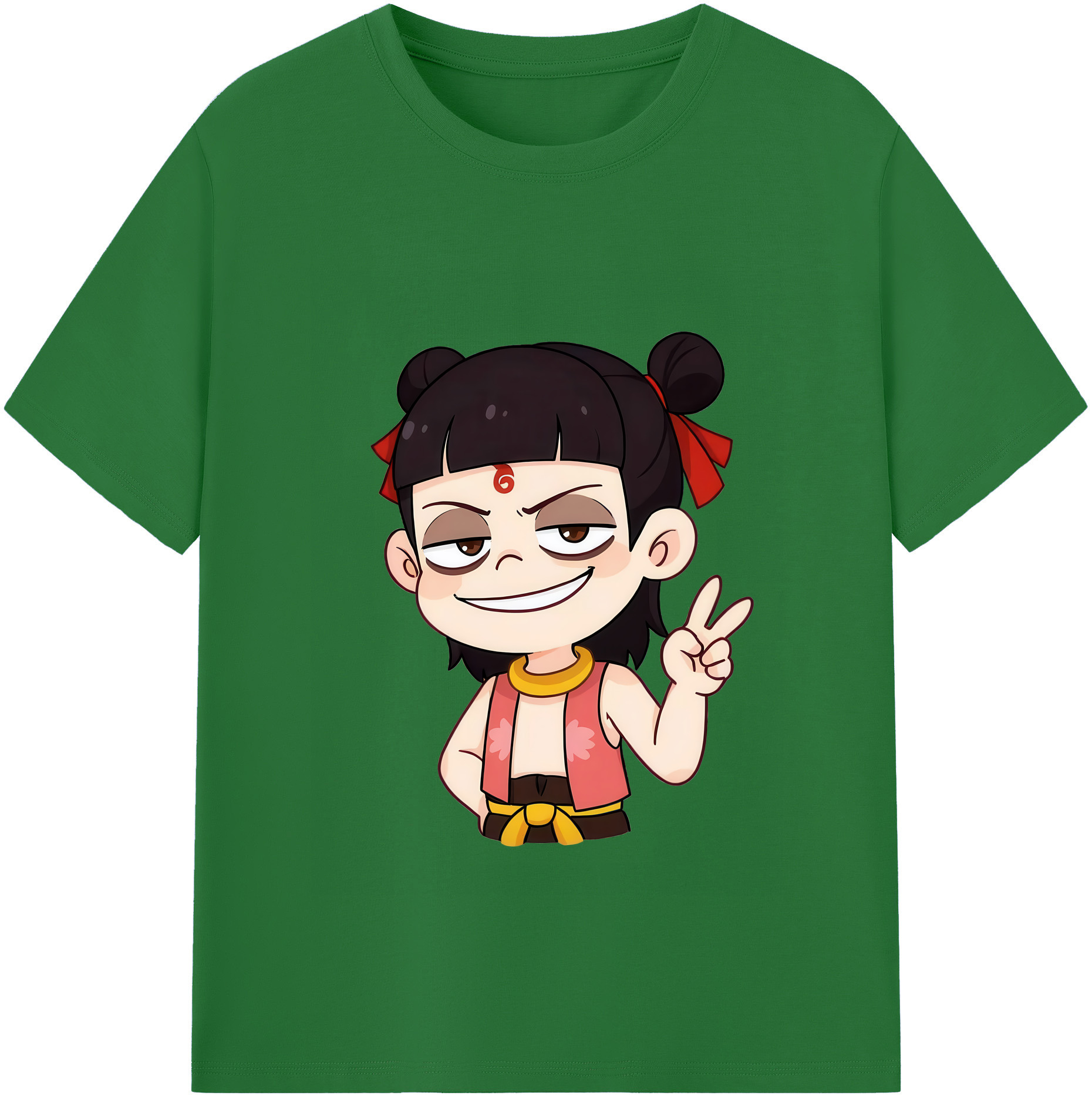 （画像用） Ne Zha 2 ナタ 魔童の大暴れ 綿100％半袖Tシャツ（フロントプリント）