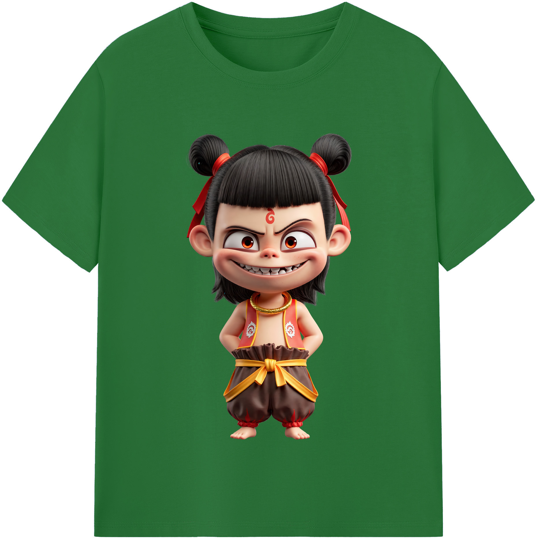 （画像用） Ne Zha 2 ナタ 魔童の大暴れ 綿100％半袖Tシャツ（フロントプリント）