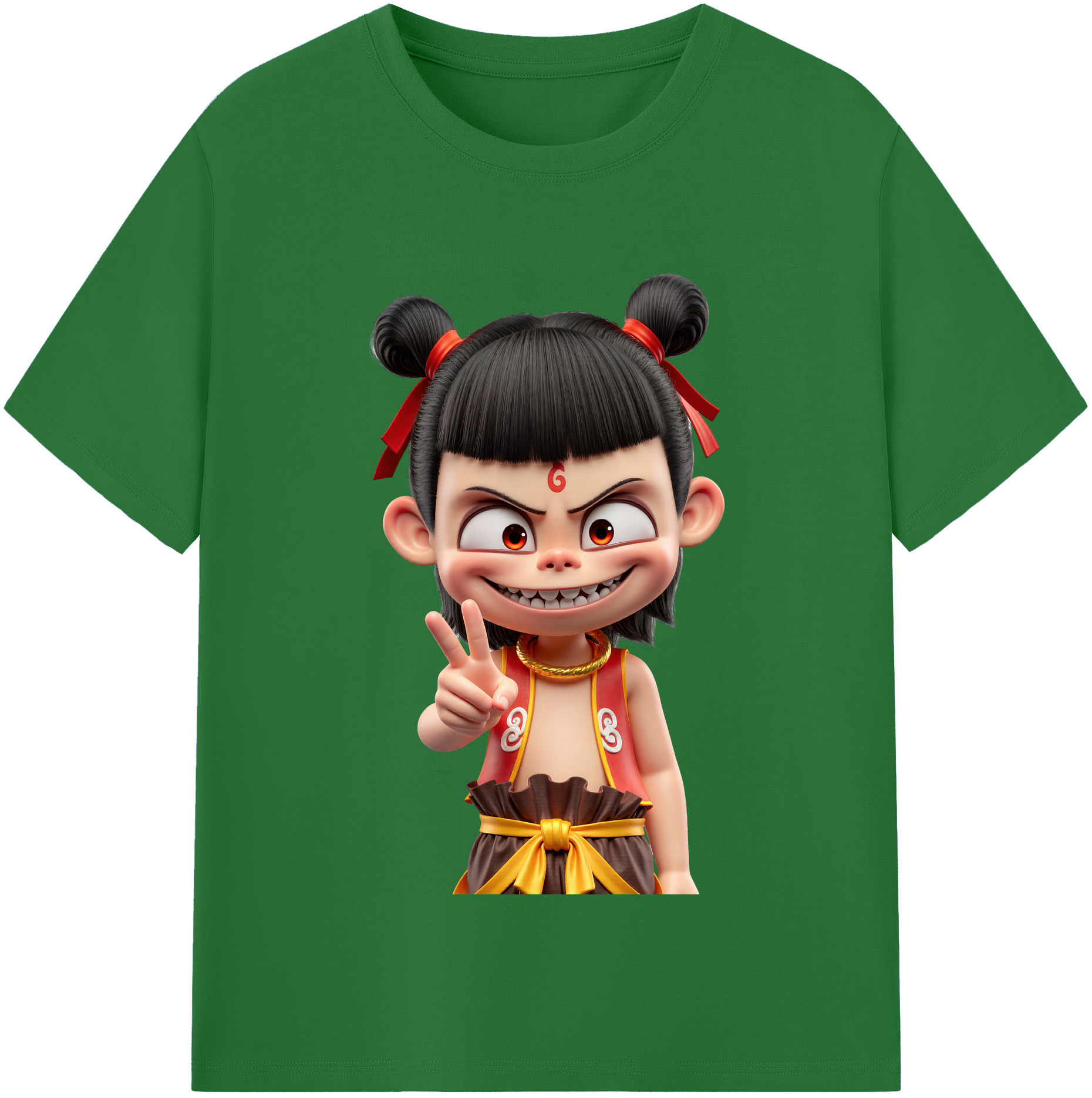 （画像用） Ne Zha 2 ナタ 魔童の大暴れ 綿100％半袖Tシャツ（フロントプリント）
