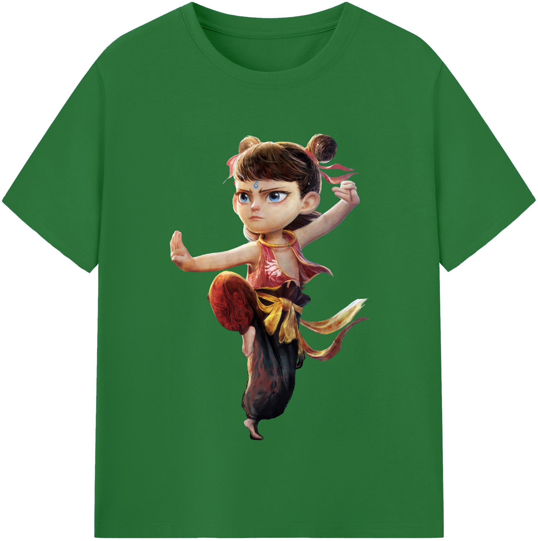 （画像用） Ne Zha 2 ナタ 魔童の大暴れ 綿100％半袖Tシャツ（フロントプリント）