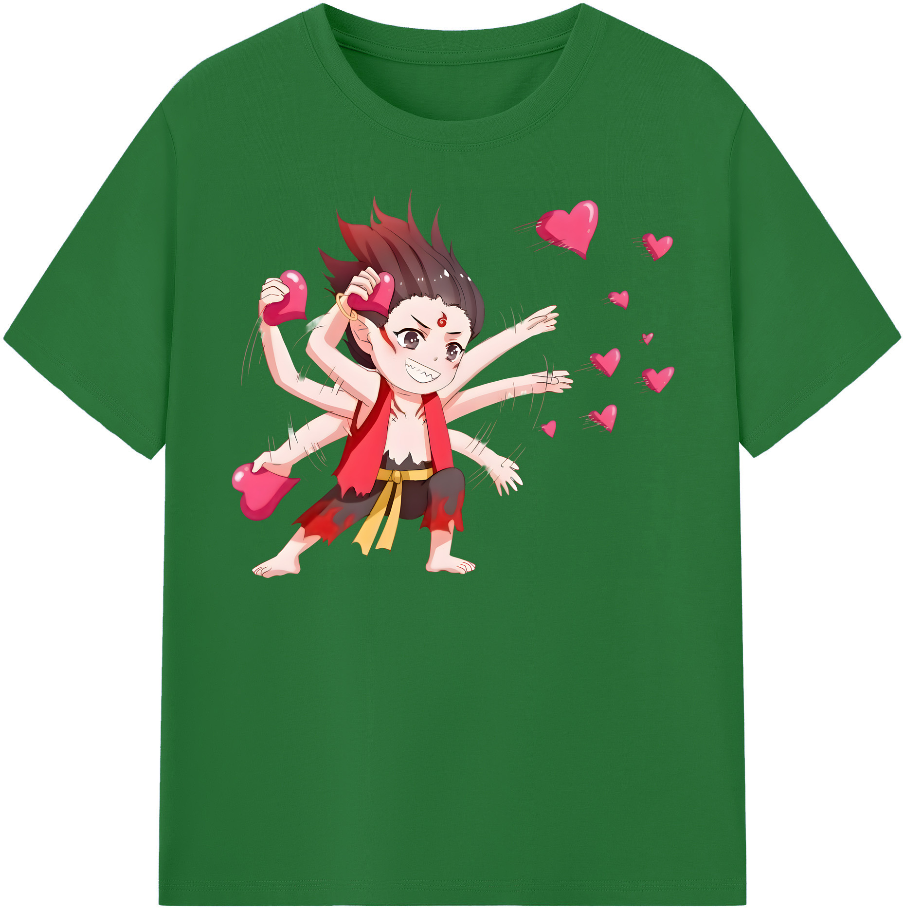 （画像用） Ne Zha 2 ナタ 魔童の大暴れ 綿100％半袖Tシャツ（フロントプリント）