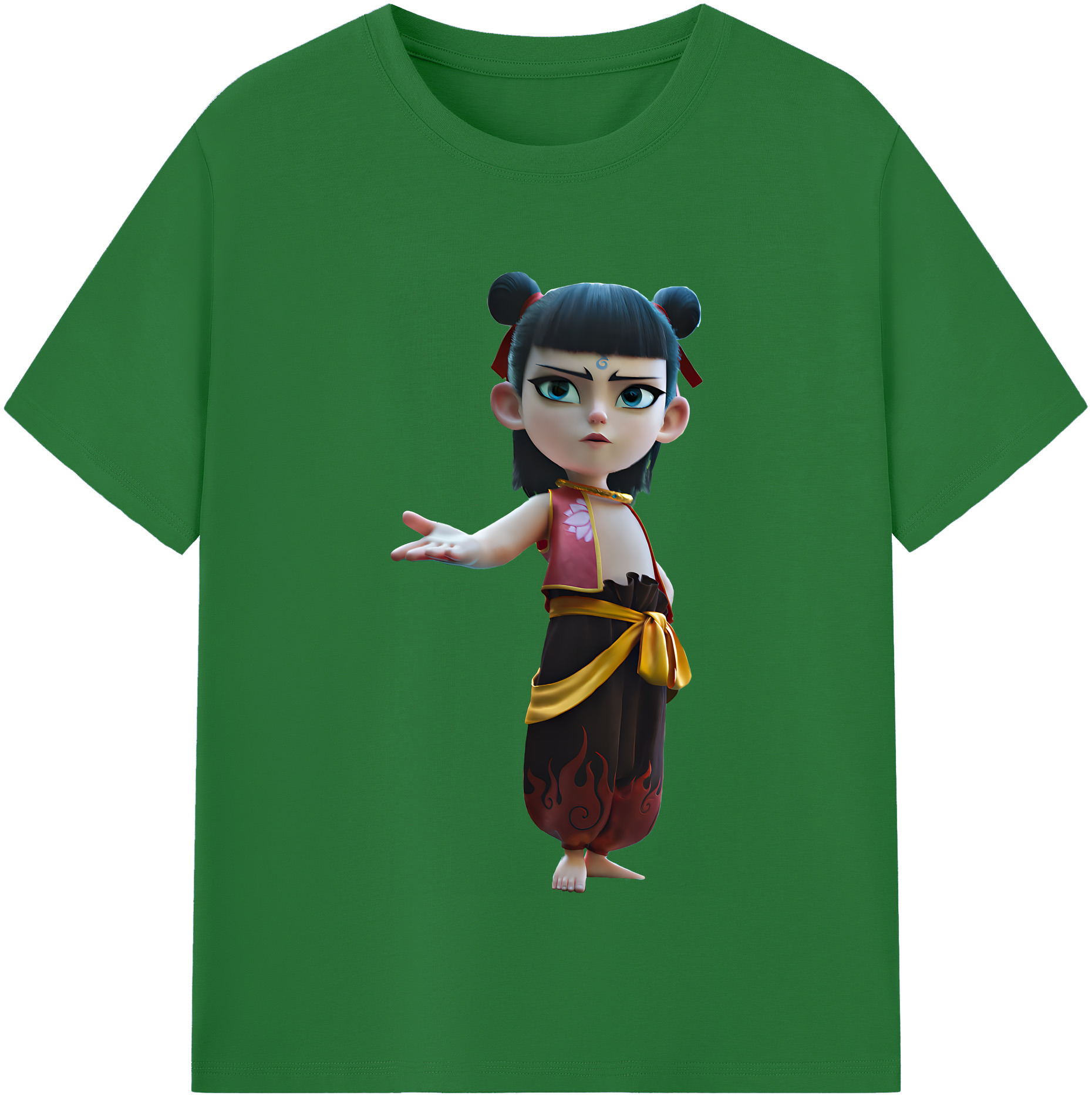 （画像用） Ne Zha 2 ナタ 魔童の大暴れ 綿100％半袖Tシャツ（フロントプリント）