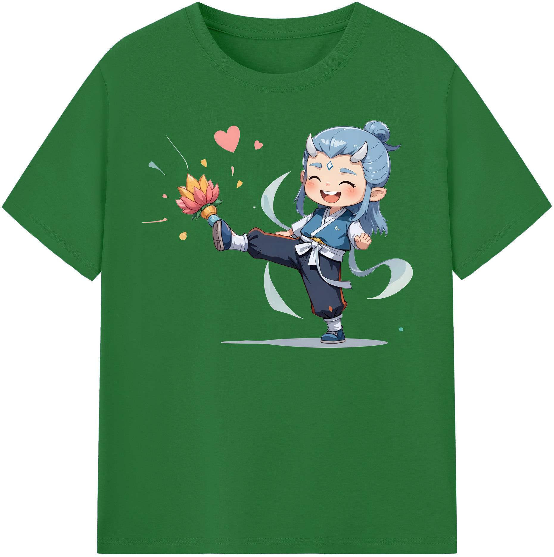 （画像用） Ne Zha 2 ナタ 魔童の大暴れ 綿100％半袖Tシャツ（フロントプリント）