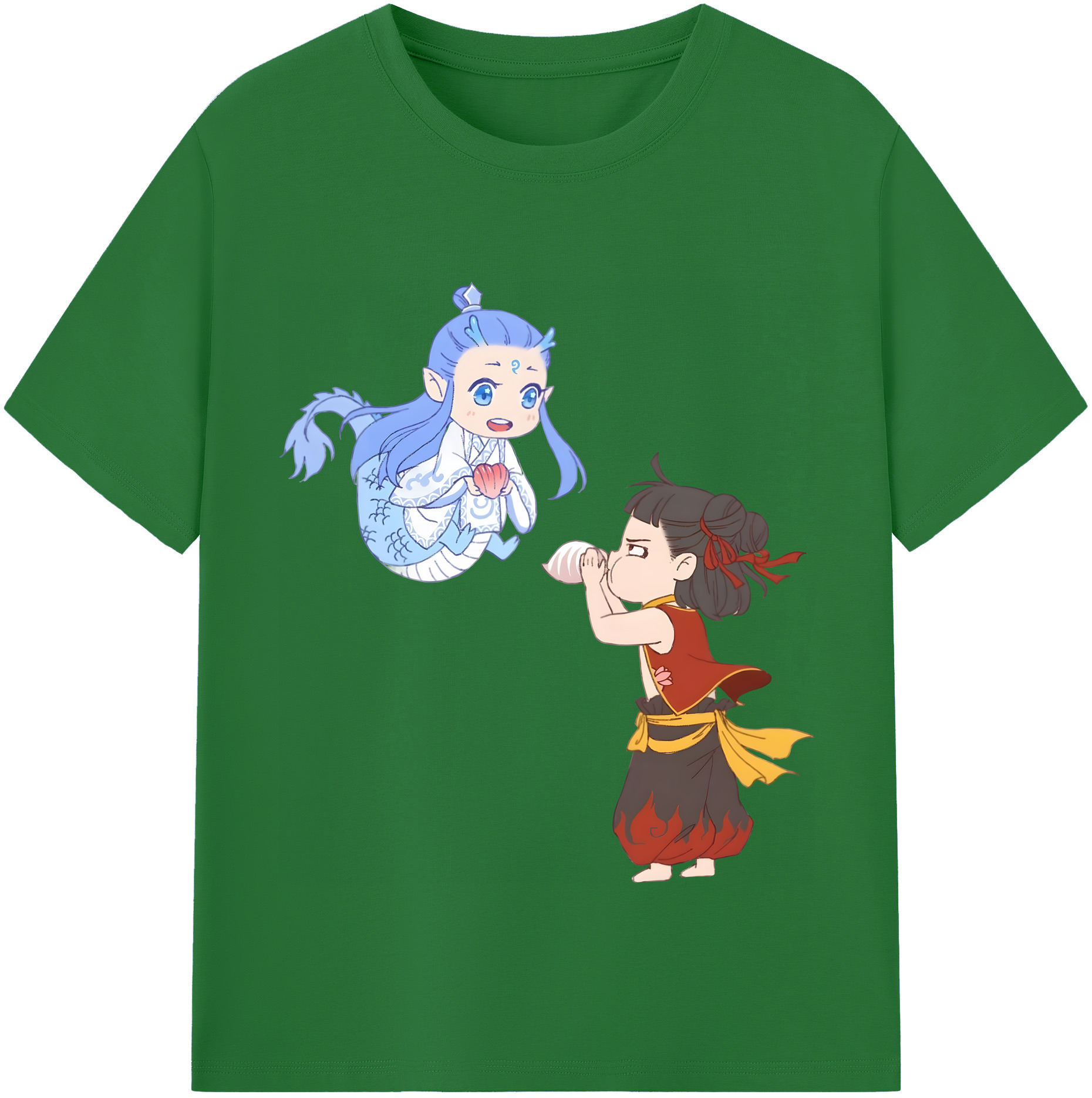 （画像用） Ne Zha 2 ナタ 魔童の大暴れ 綿100％半袖Tシャツ（フロントプリント）