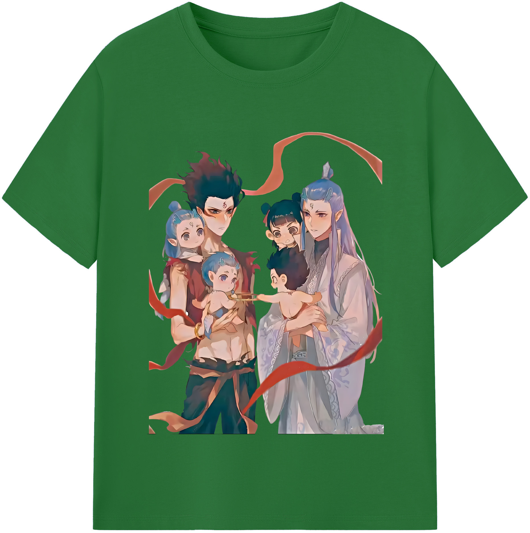 （画像用） Ne Zha 2 ナタ 魔童の大暴れ 綿100％半袖Tシャツ（フロントプリント）