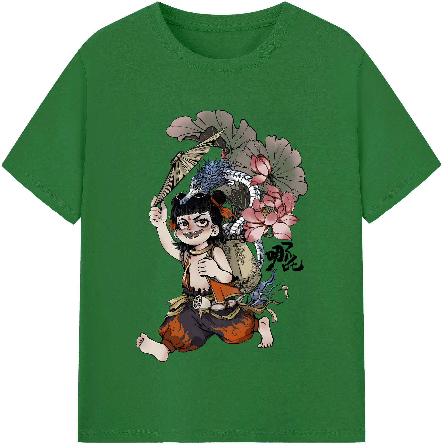 （画像用） Ne Zha 2 ナタ 魔童の大暴れ 綿100％半袖Tシャツ（フロントプリント）