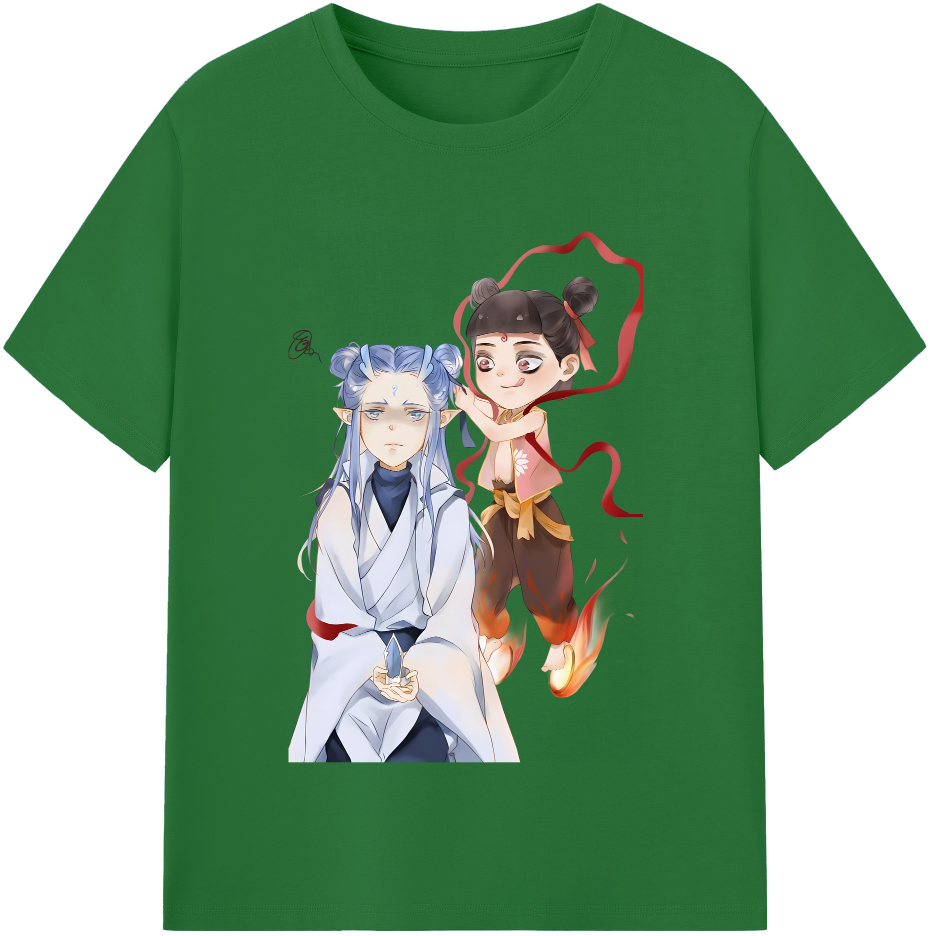 （画像用） Ne Zha 2 ナタ 魔童の大暴れ 綿100％半袖Tシャツ（フロントプリント）