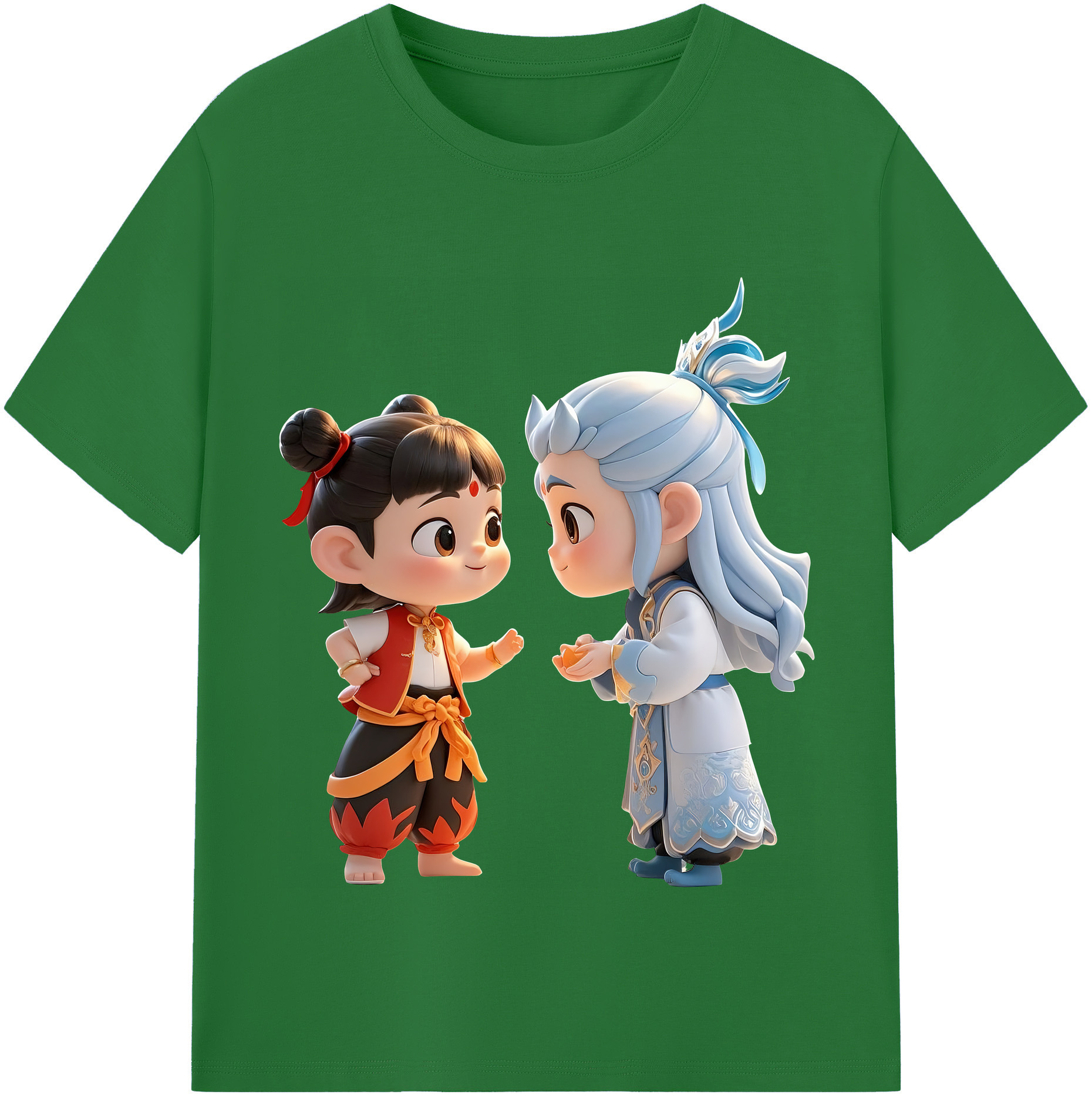 （画像用） Ne Zha 2 ナタ 魔童の大暴れ 綿100％半袖Tシャツ（フロントプリント）