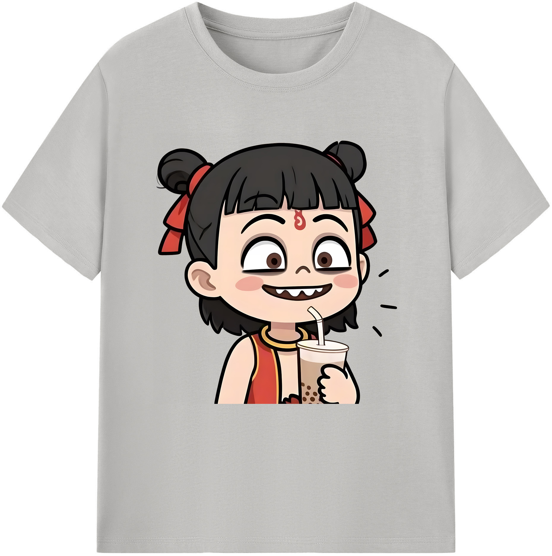 （画像用） Ne Zha 2 ナタ 魔童の大暴れ 綿100％半袖Tシャツ（フロントプリント）