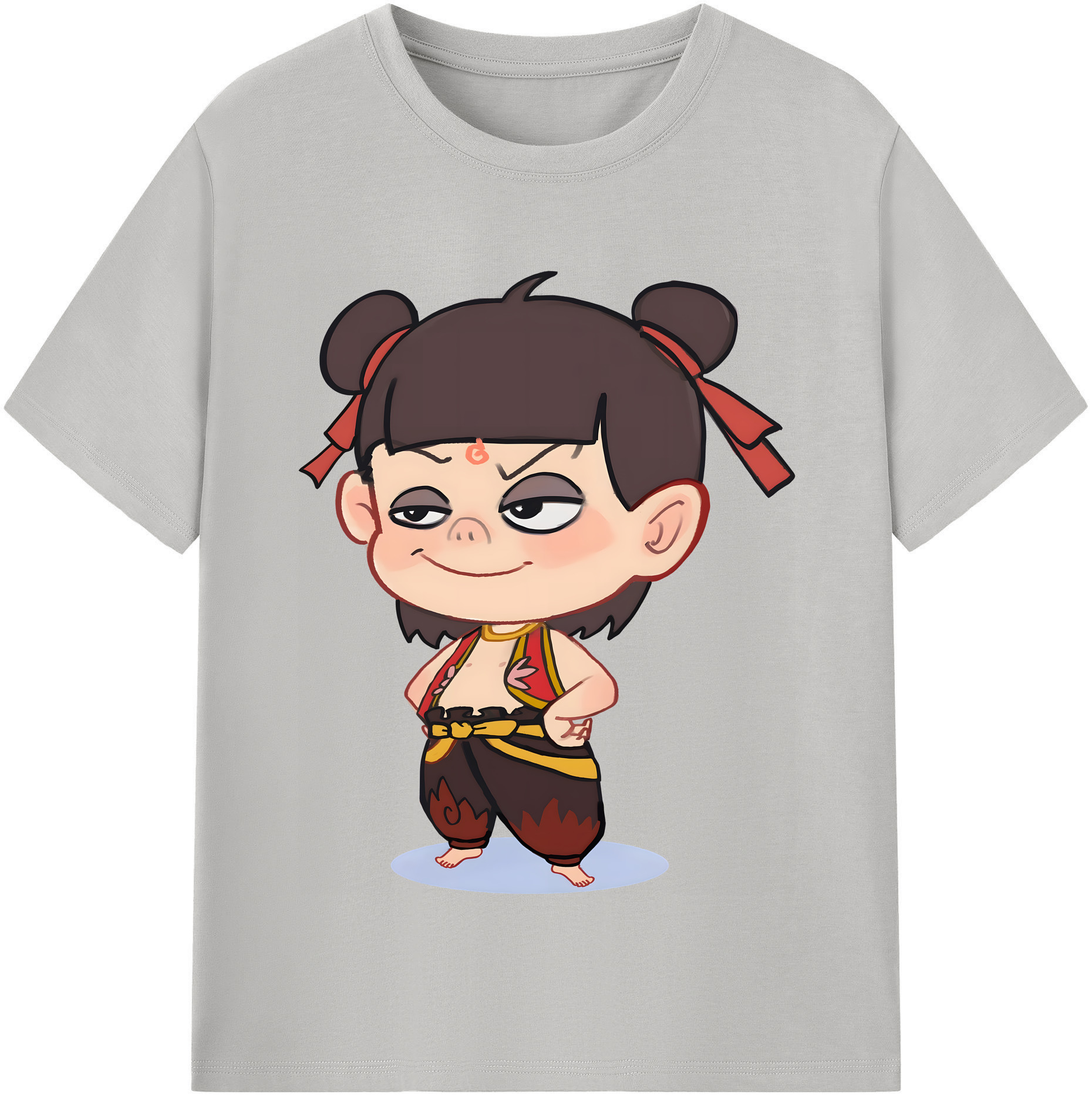 （画像用） Ne Zha 2 ナタ 魔童の大暴れ 綿100％半袖Tシャツ（フロントプリント）