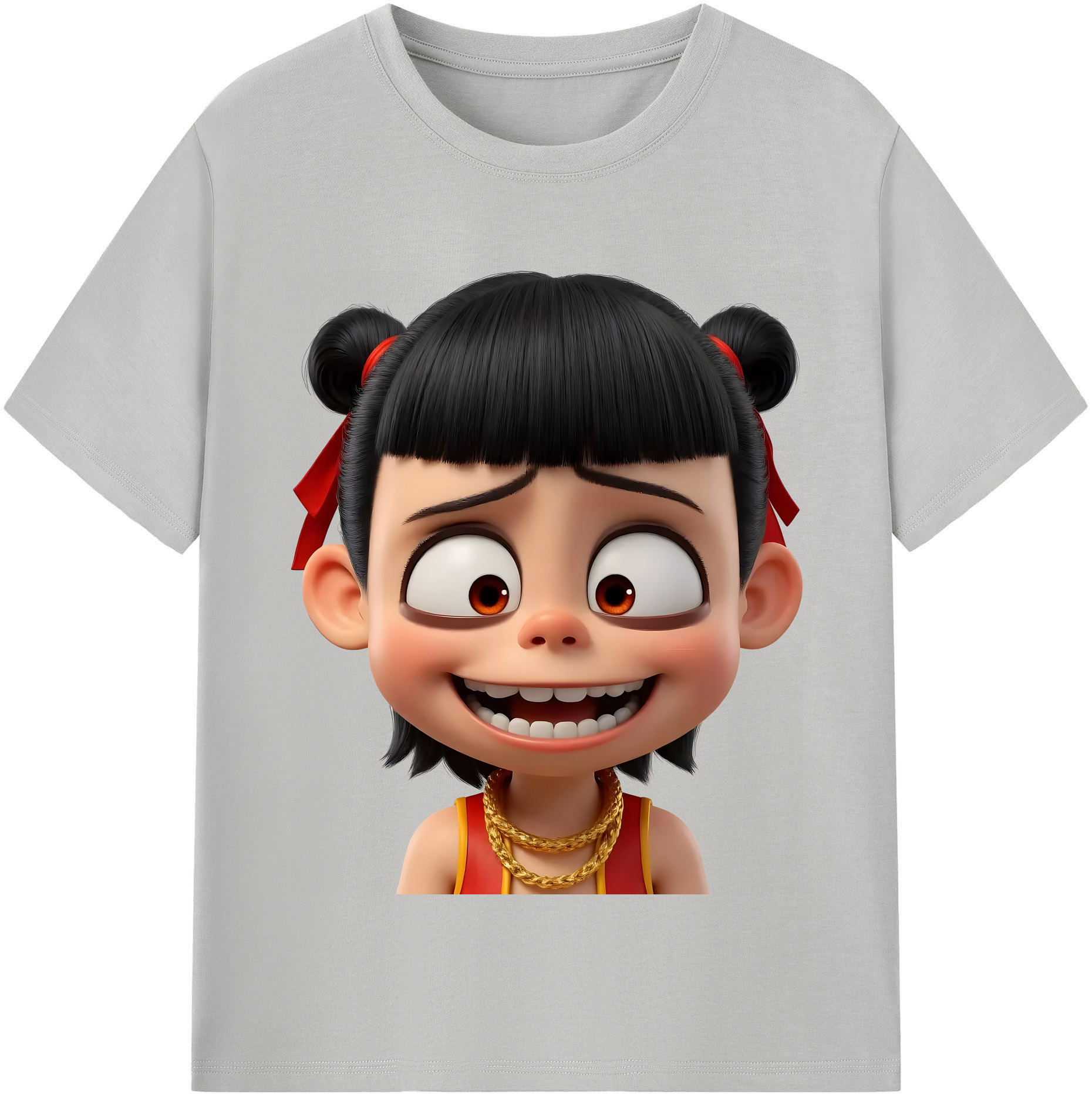 （画像用） Ne Zha 2 ナタ 魔童の大暴れ 綿100％半袖Tシャツ（フロントプリント）