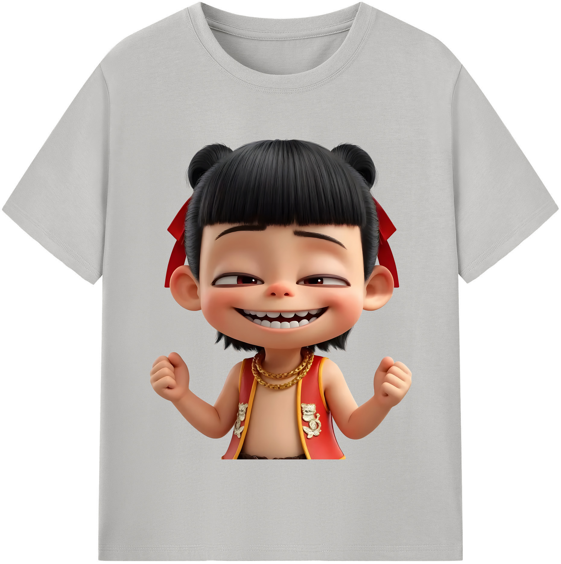 （画像用） Ne Zha 2 ナタ 魔童の大暴れ 綿100％半袖Tシャツ（フロントプリント）
