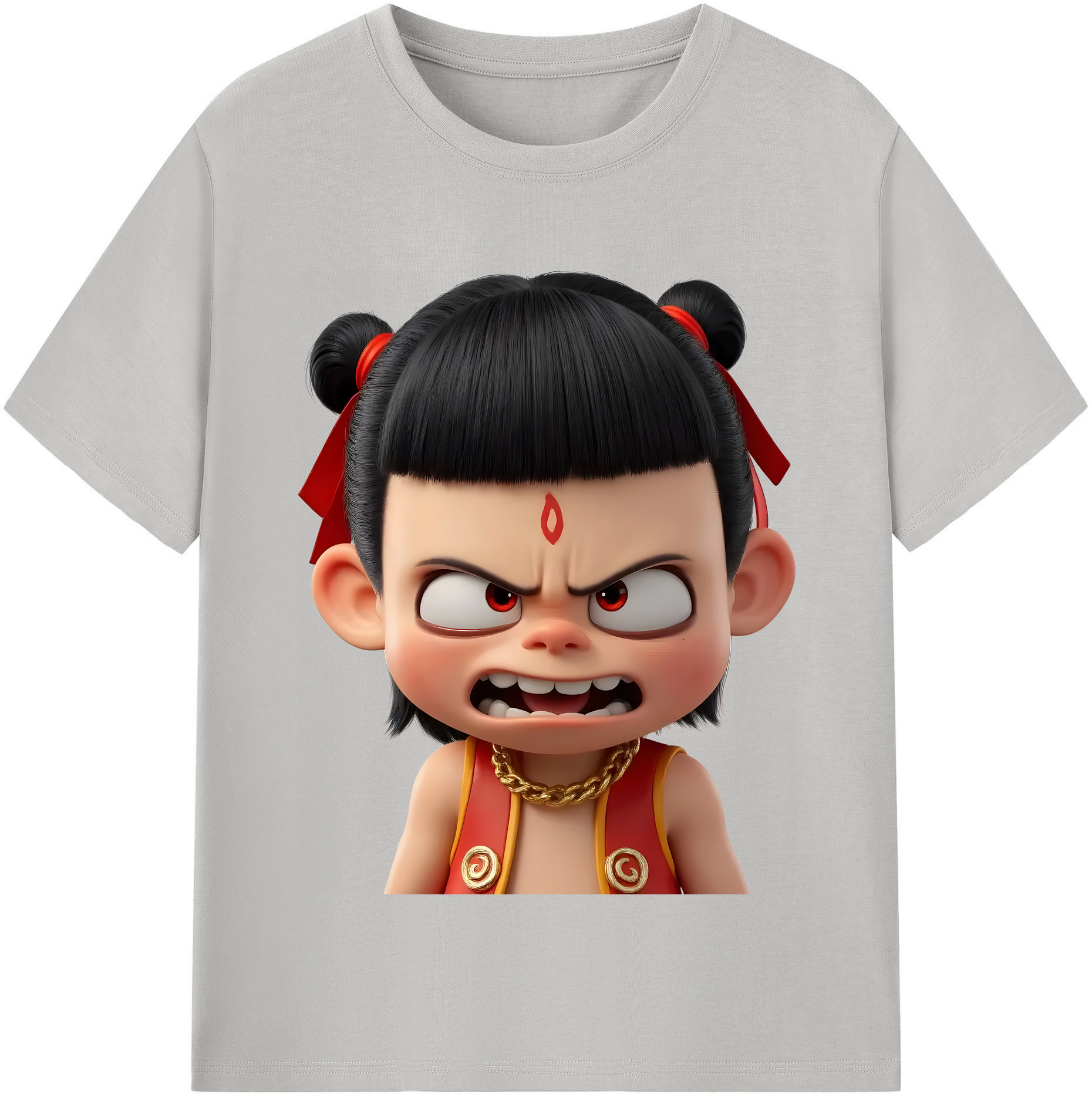 （画像用） Ne Zha 2 ナタ 魔童の大暴れ 綿100％半袖Tシャツ（フロントプリント）