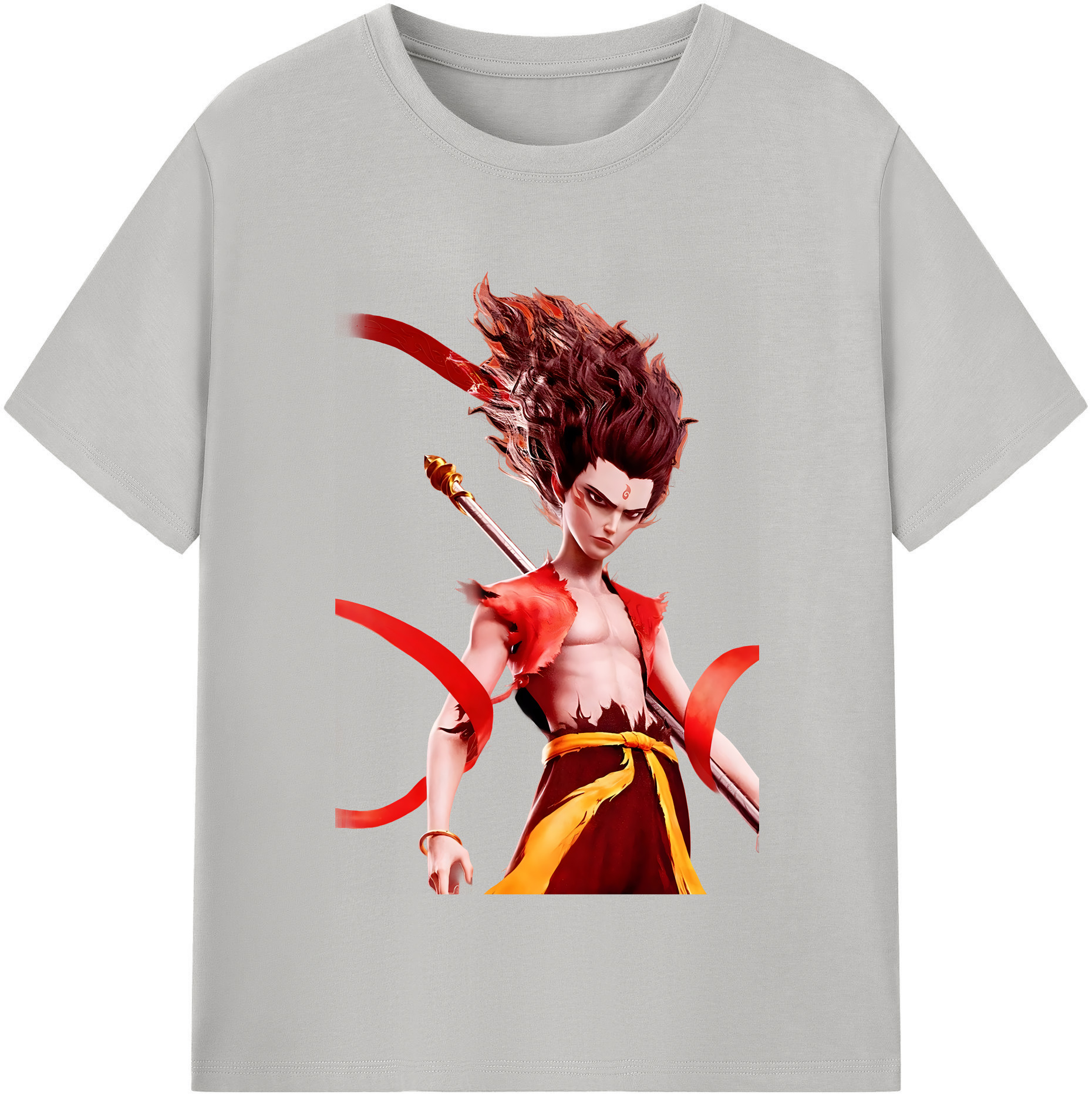 （画像用） Ne Zha 2 ナタ 魔童の大暴れ 綿100％半袖Tシャツ（フロントプリント）