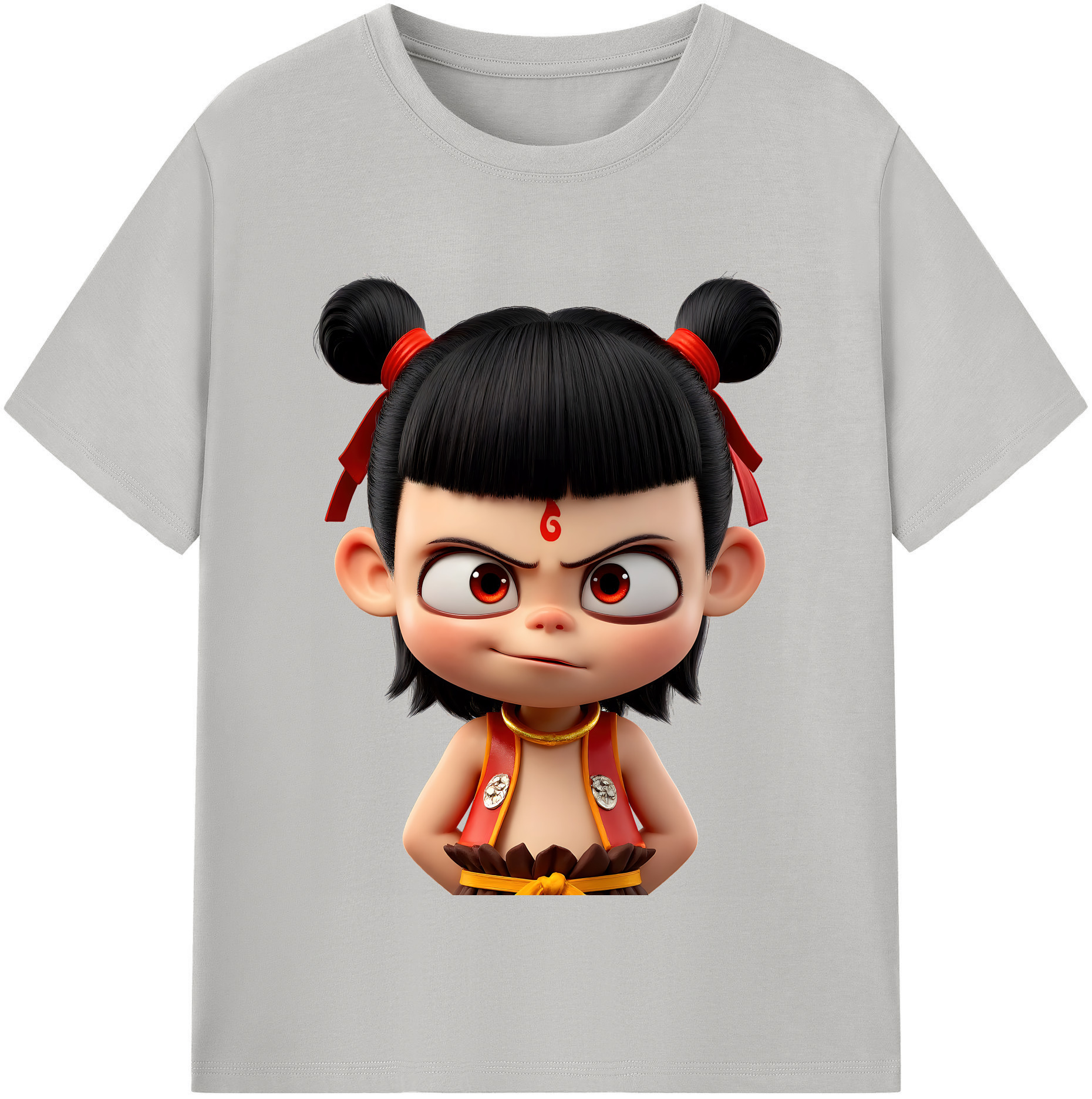（画像用） Ne Zha 2 ナタ 魔童の大暴れ 綿100％半袖Tシャツ（フロントプリント）