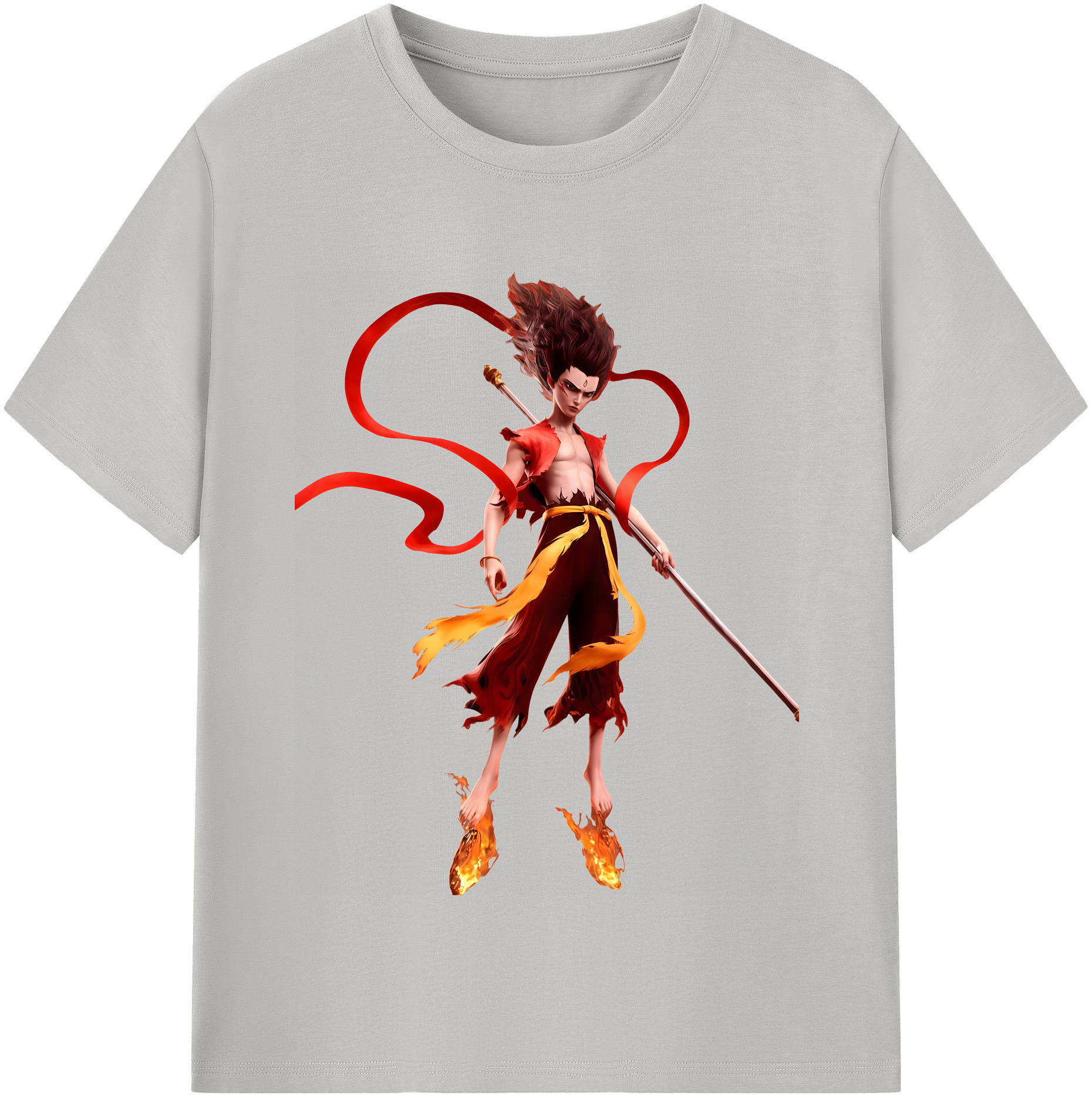 （画像用） Ne Zha 2 ナタ 魔童の大暴れ 綿100％半袖Tシャツ（フロントプリント）