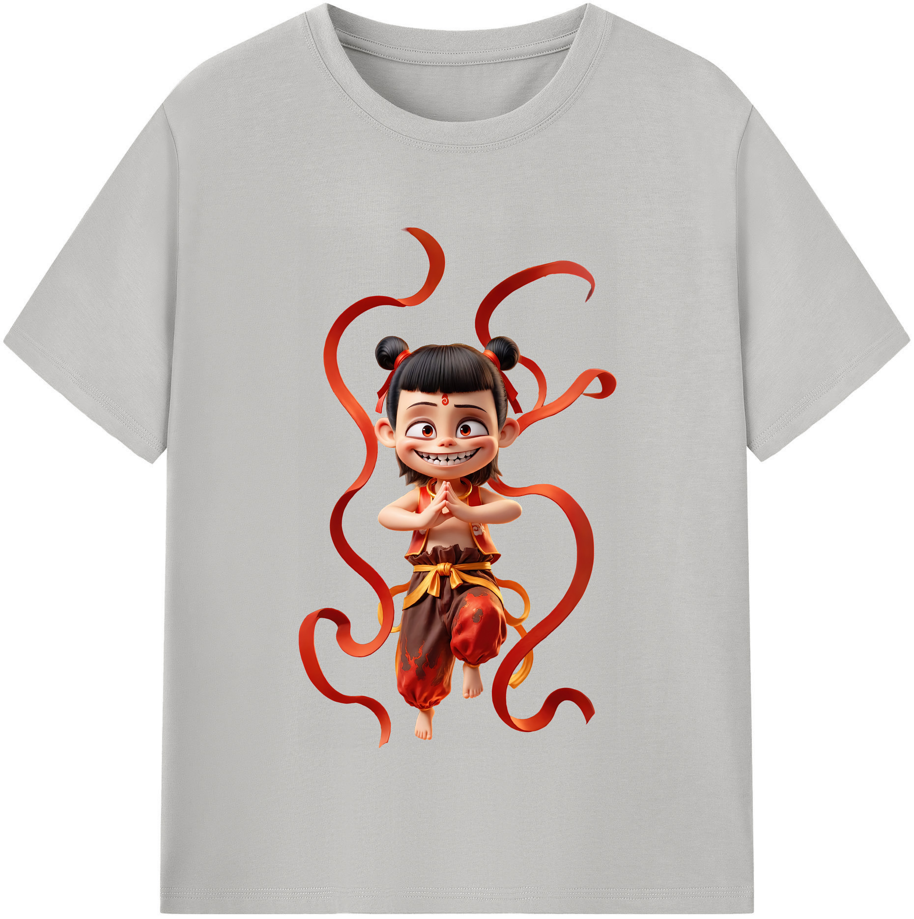 （画像用） Ne Zha 2 ナタ 魔童の大暴れ 綿100％半袖Tシャツ（フロントプリント）