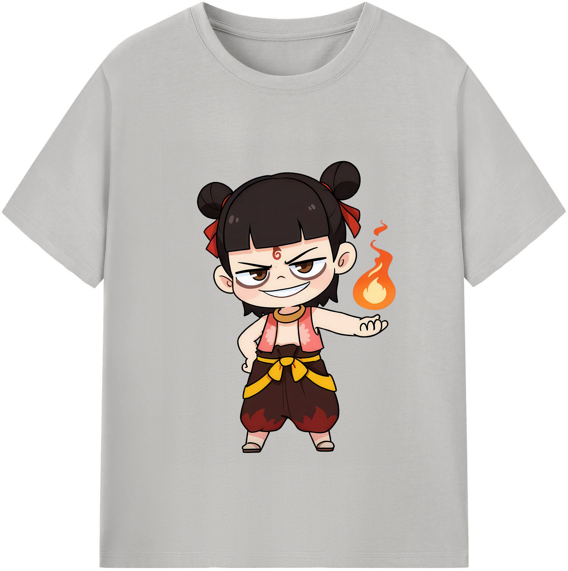 （画像用） Ne Zha 2 ナタ 魔童の大暴れ 綿100％半袖Tシャツ（フロントプリント）