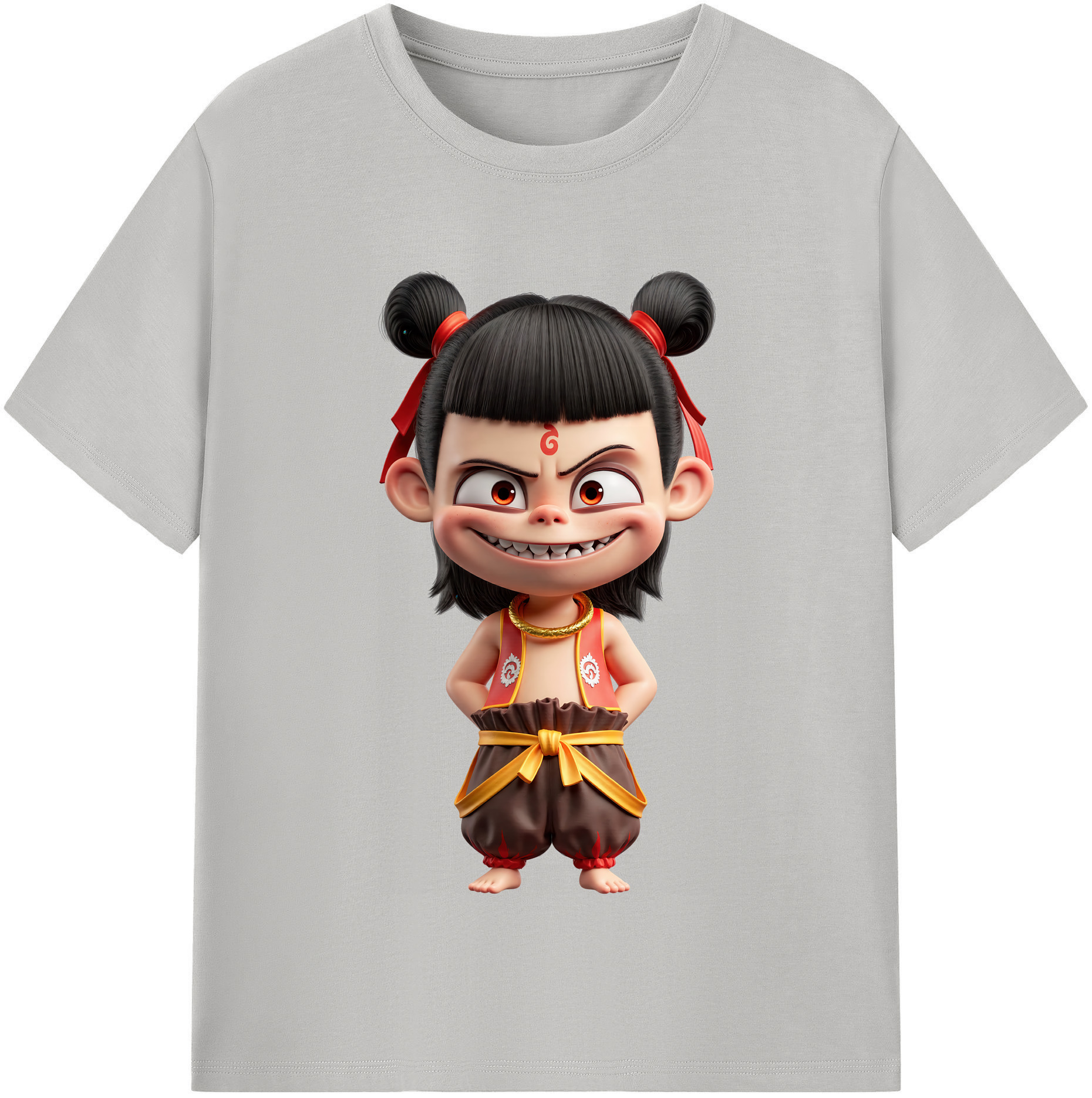 （画像用） Ne Zha 2 ナタ 魔童の大暴れ 綿100％半袖Tシャツ（フロントプリント）