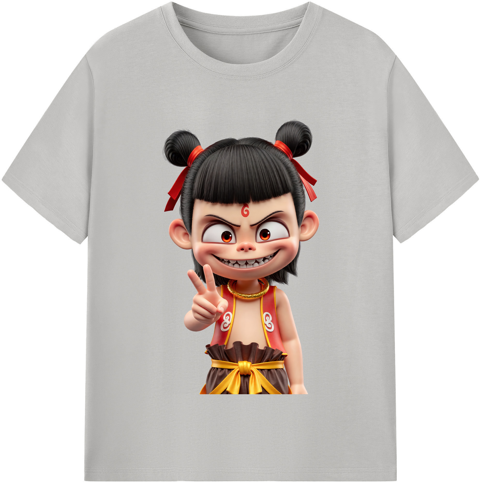 （画像用） Ne Zha 2 ナタ 魔童の大暴れ 綿100％半袖Tシャツ（フロントプリント）