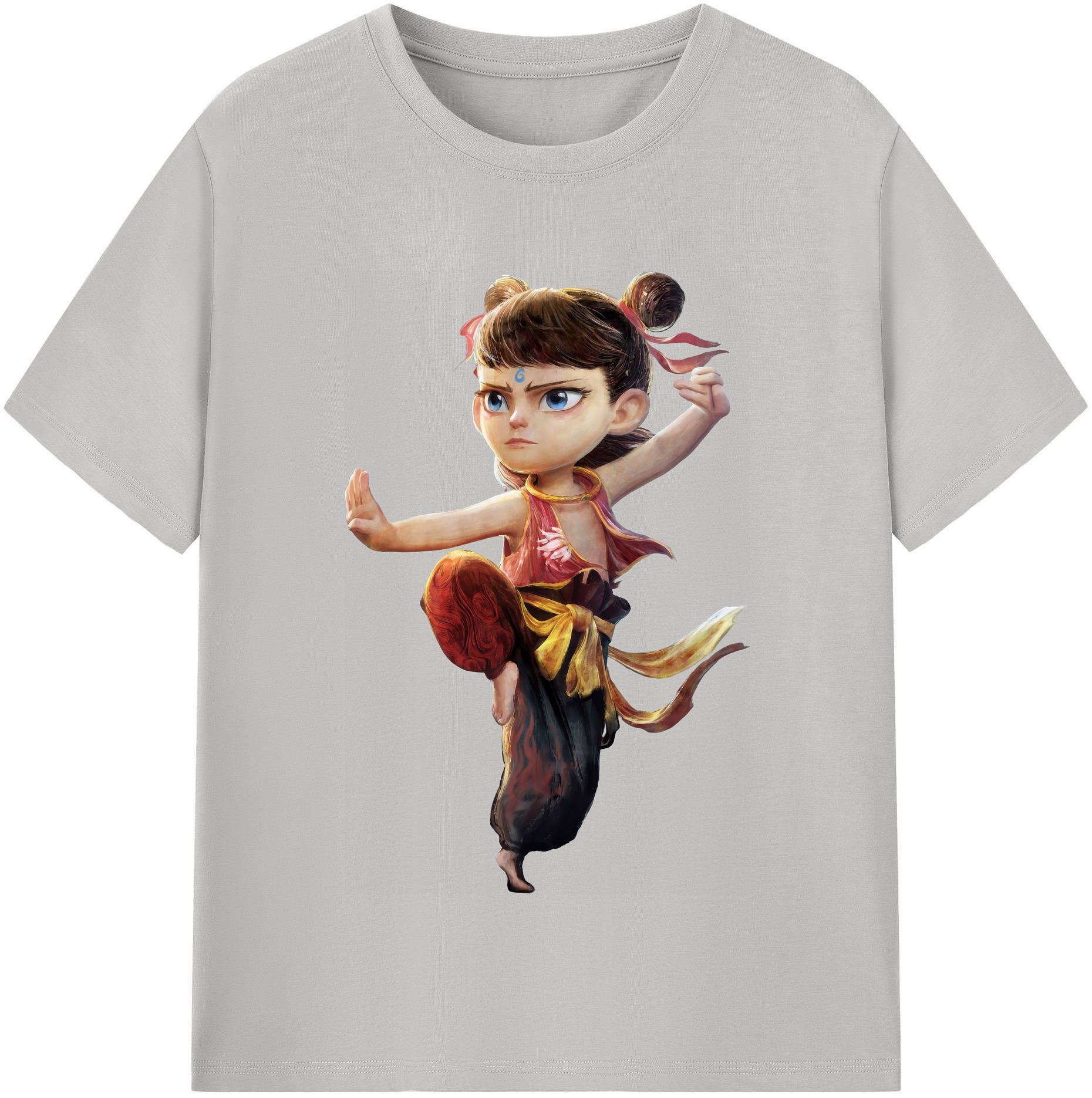 （画像用） Ne Zha 2 ナタ 魔童の大暴れ 綿100％半袖Tシャツ（フロントプリント）