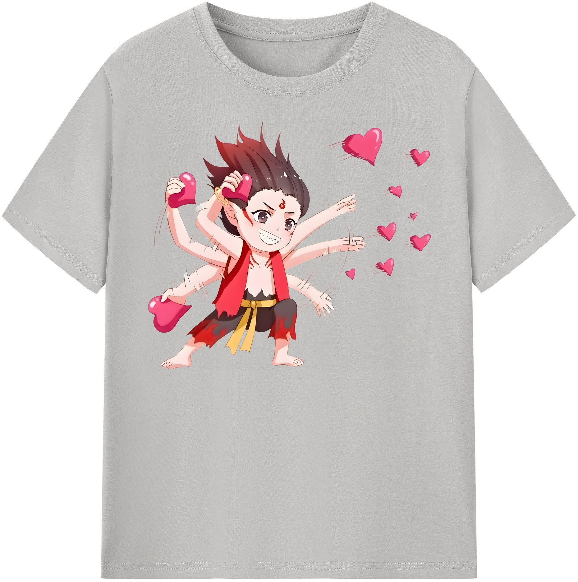 （画像用） Ne Zha 2 ナタ 魔童の大暴れ 綿100％半袖Tシャツ（フロントプリント）