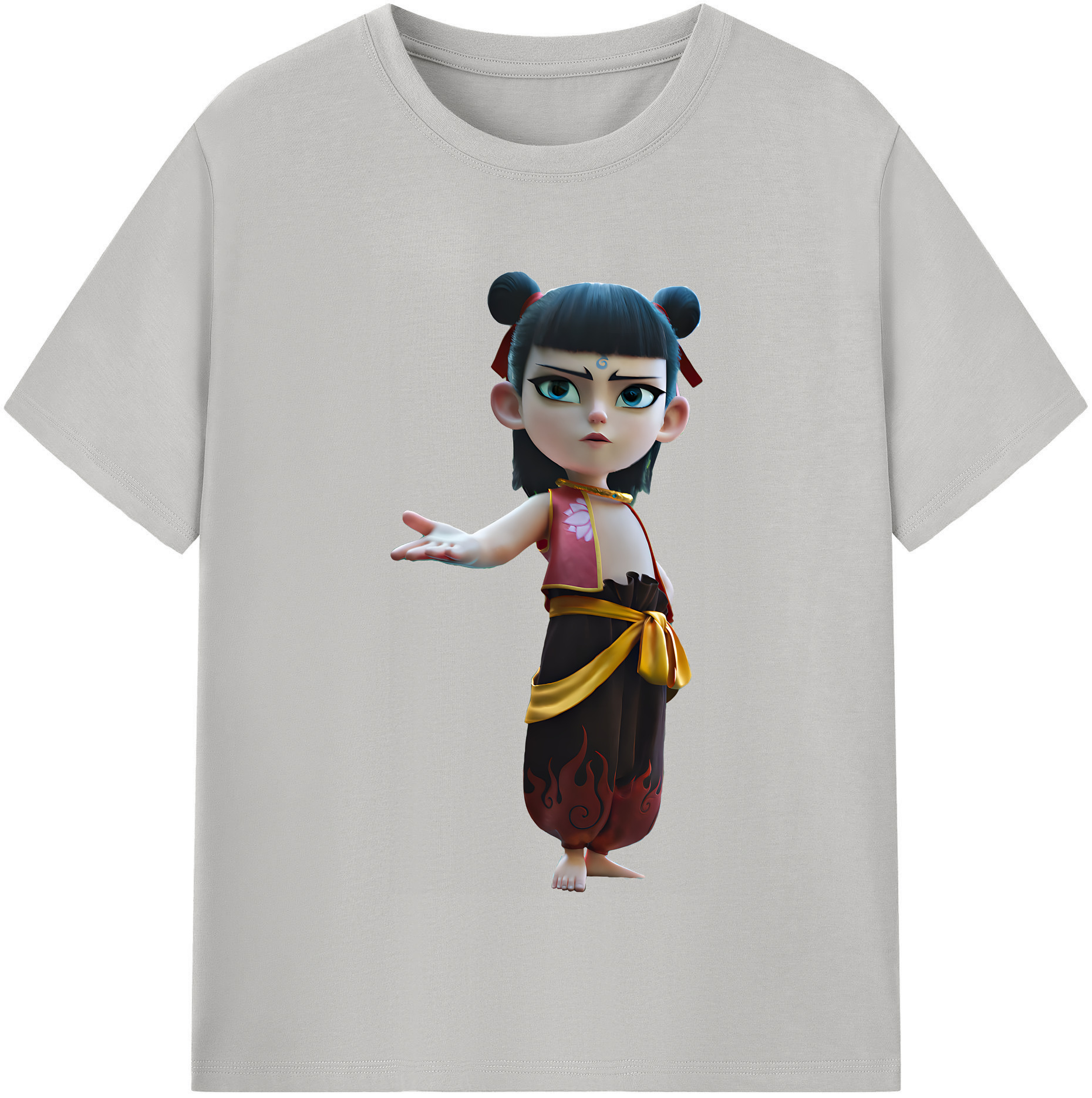 （画像用） Ne Zha 2 ナタ 魔童の大暴れ 綿100％半袖Tシャツ（フロントプリント）