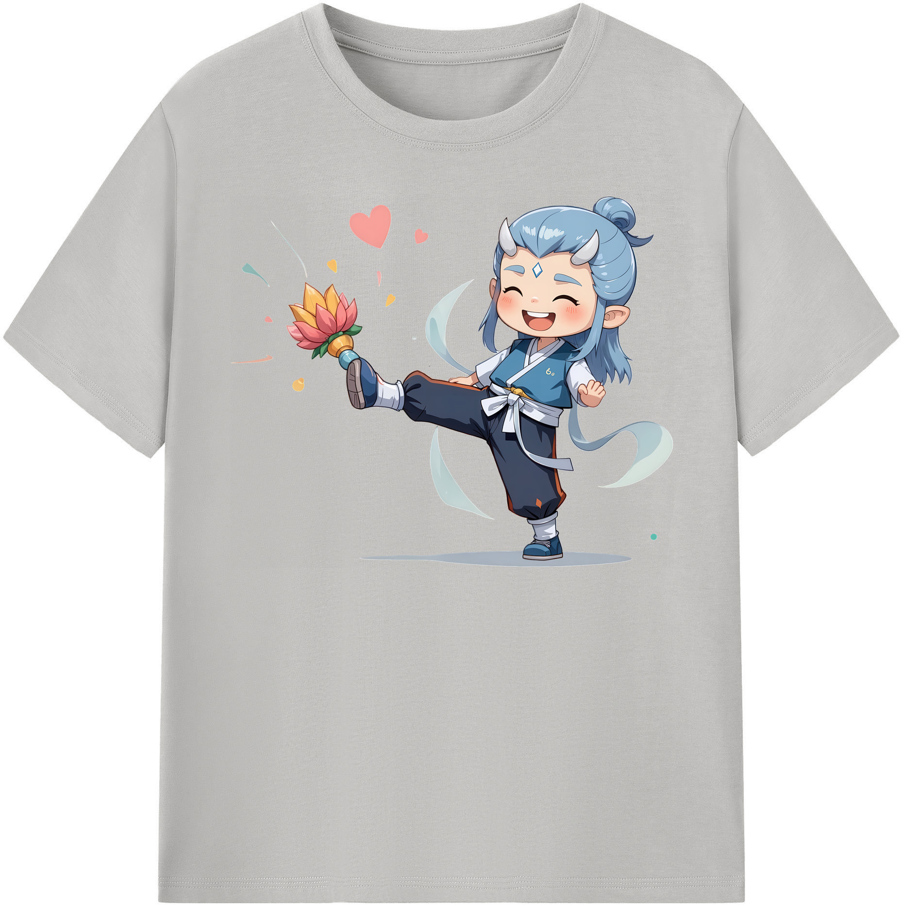 （画像用） Ne Zha 2 ナタ 魔童の大暴れ 綿100％半袖Tシャツ（フロントプリント）