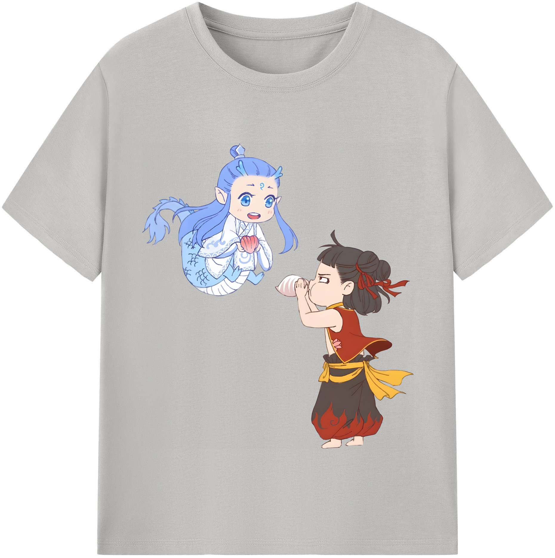 （画像用） Ne Zha 2 ナタ 魔童の大暴れ 綿100％半袖Tシャツ（フロントプリント）