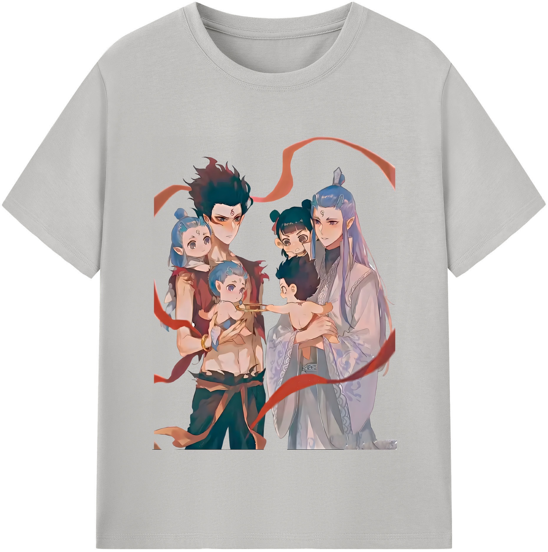 （画像用） Ne Zha 2 ナタ 魔童の大暴れ 綿100％半袖Tシャツ（フロントプリント）