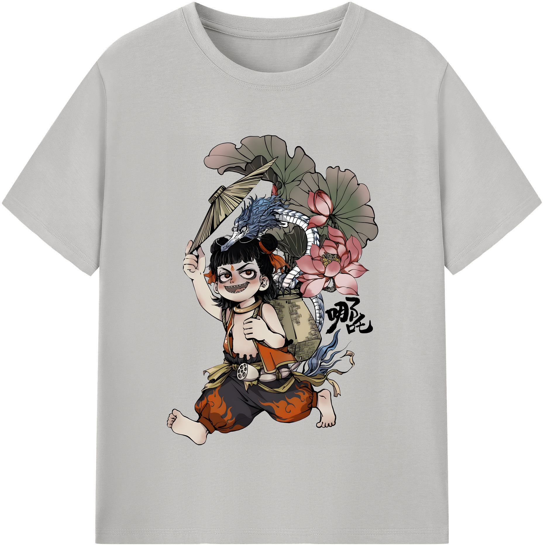 （画像用） Ne Zha 2 ナタ 魔童の大暴れ 綿100％半袖Tシャツ（フロントプリント）