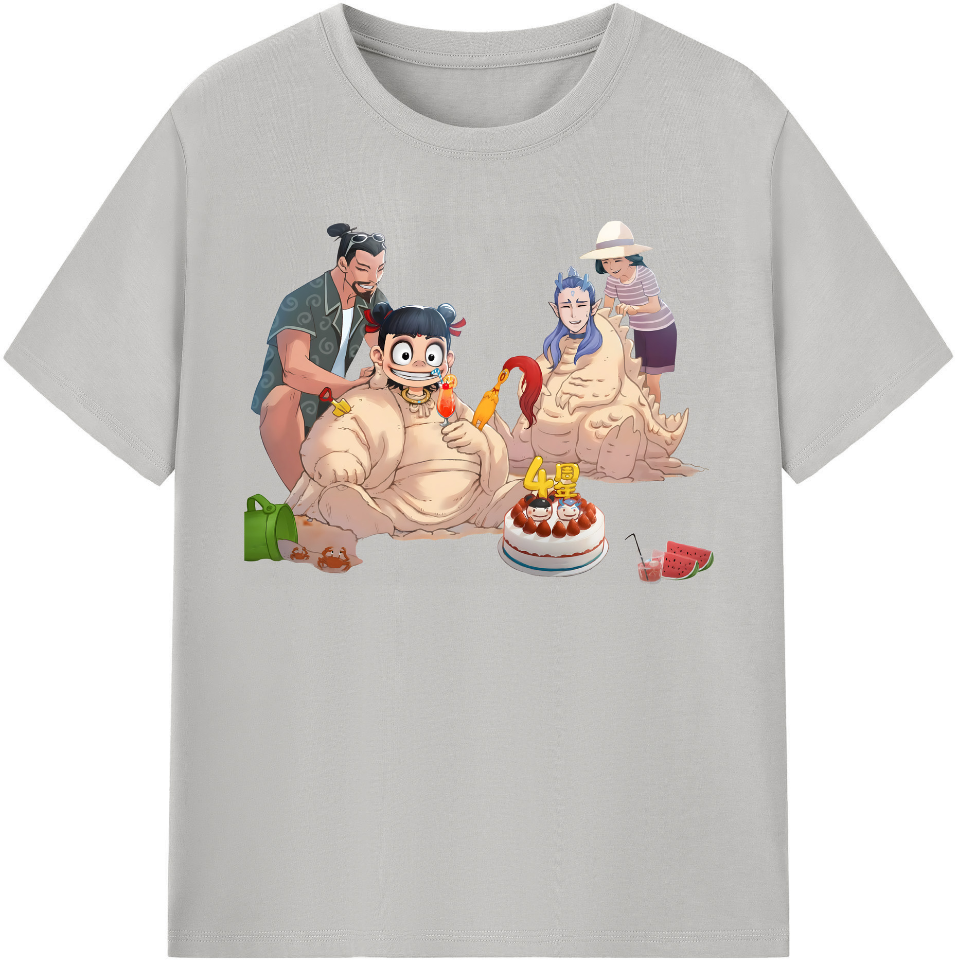 （画像用） Ne Zha 2 ナタ 魔童の大暴れ 綿100％半袖Tシャツ（フロントプリント）