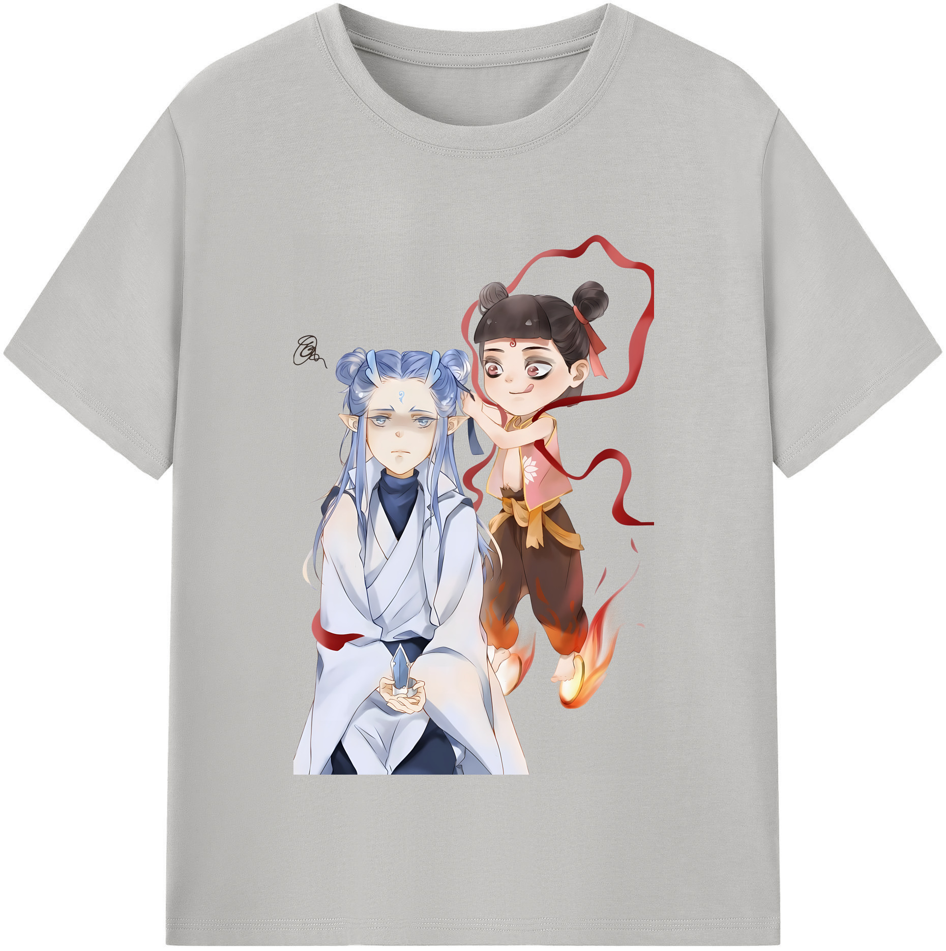 （画像用） Ne Zha 2 ナタ 魔童の大暴れ 綿100％半袖Tシャツ（フロントプリント）