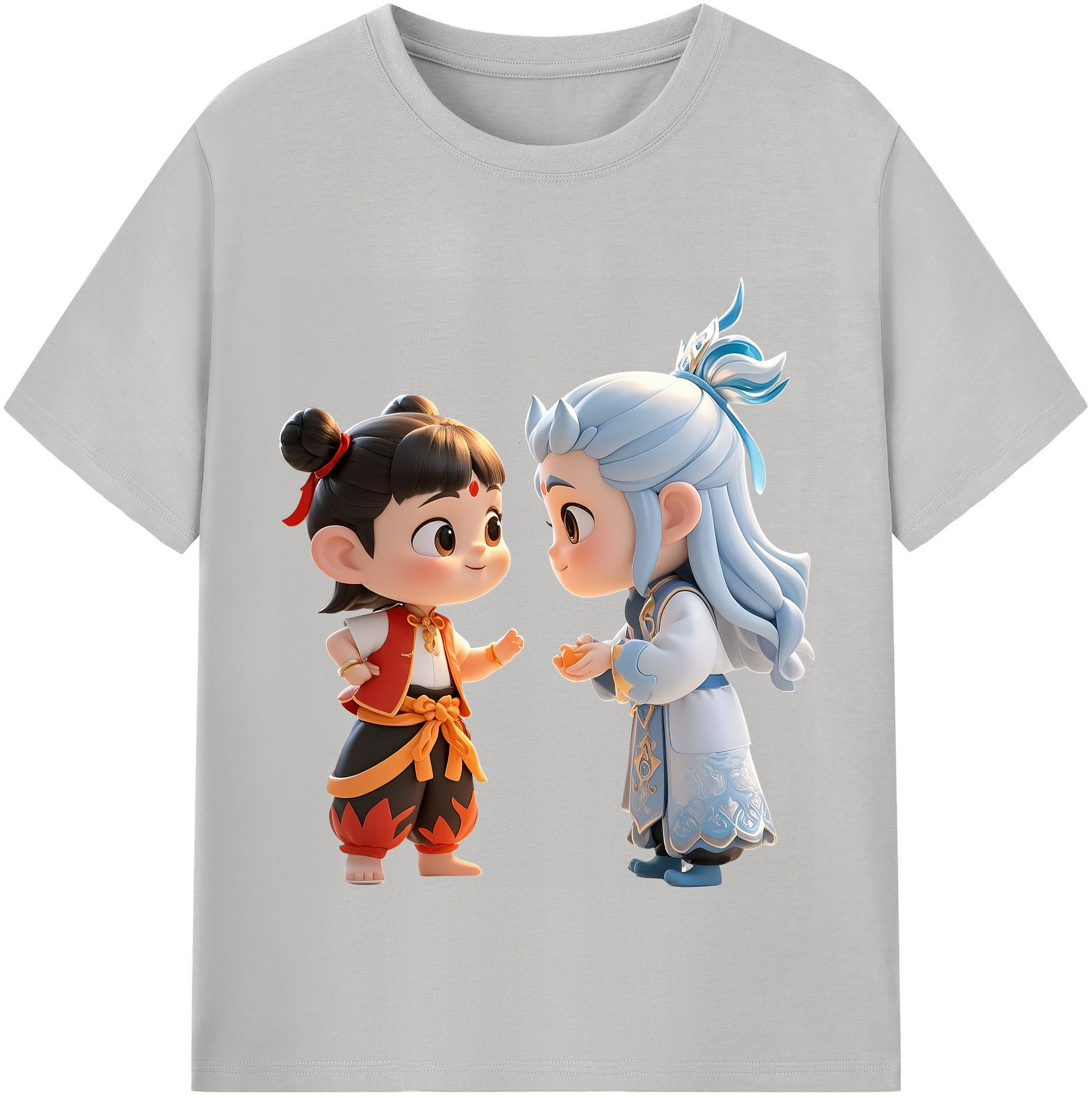 （画像用） Ne Zha 2 ナタ 魔童の大暴れ 綿100％半袖Tシャツ（フロントプリント）