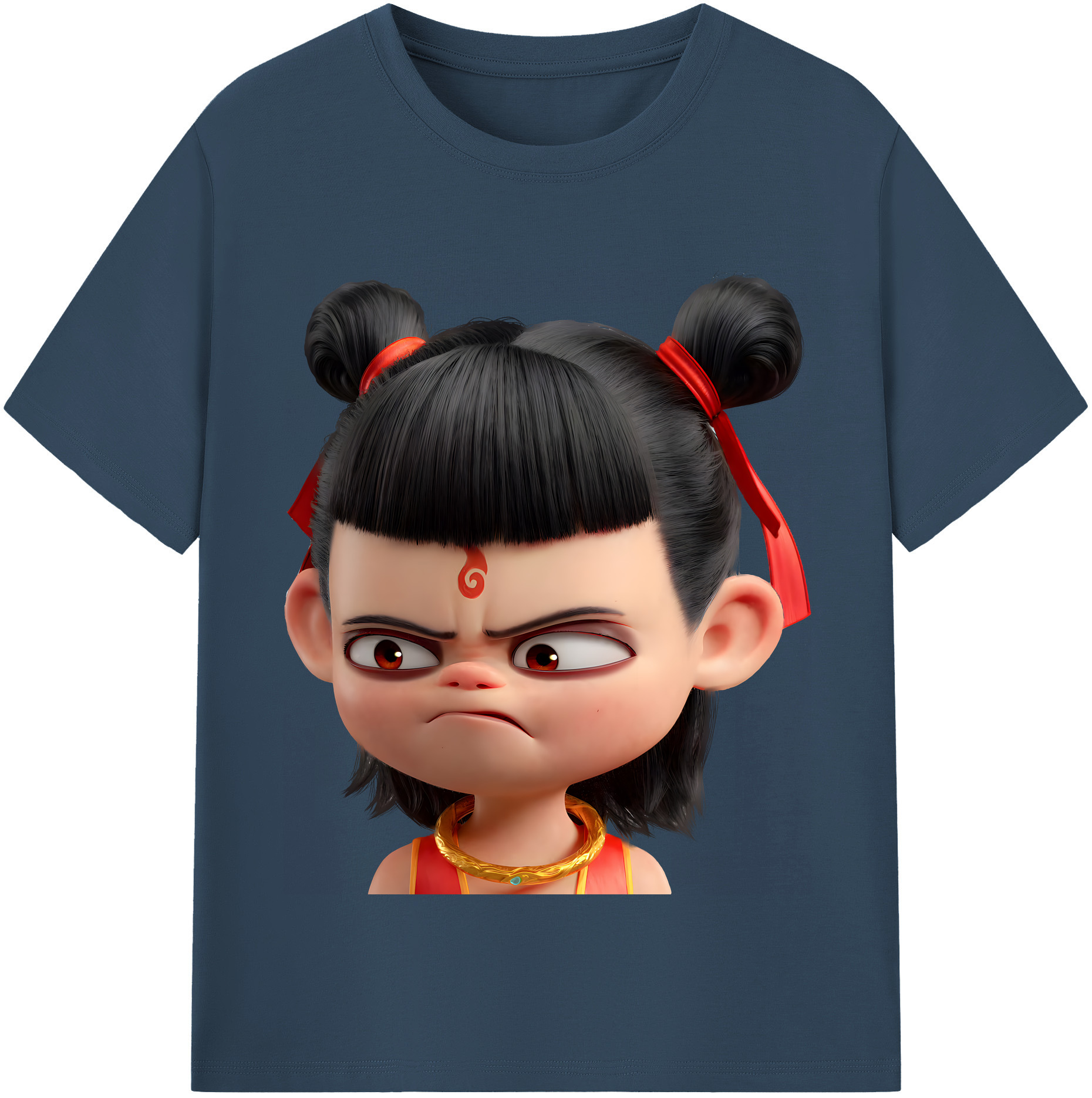（画像用） Ne Zha 2 ナタ 魔童の大暴れ 綿100％半袖Tシャツ（フロントプリント）