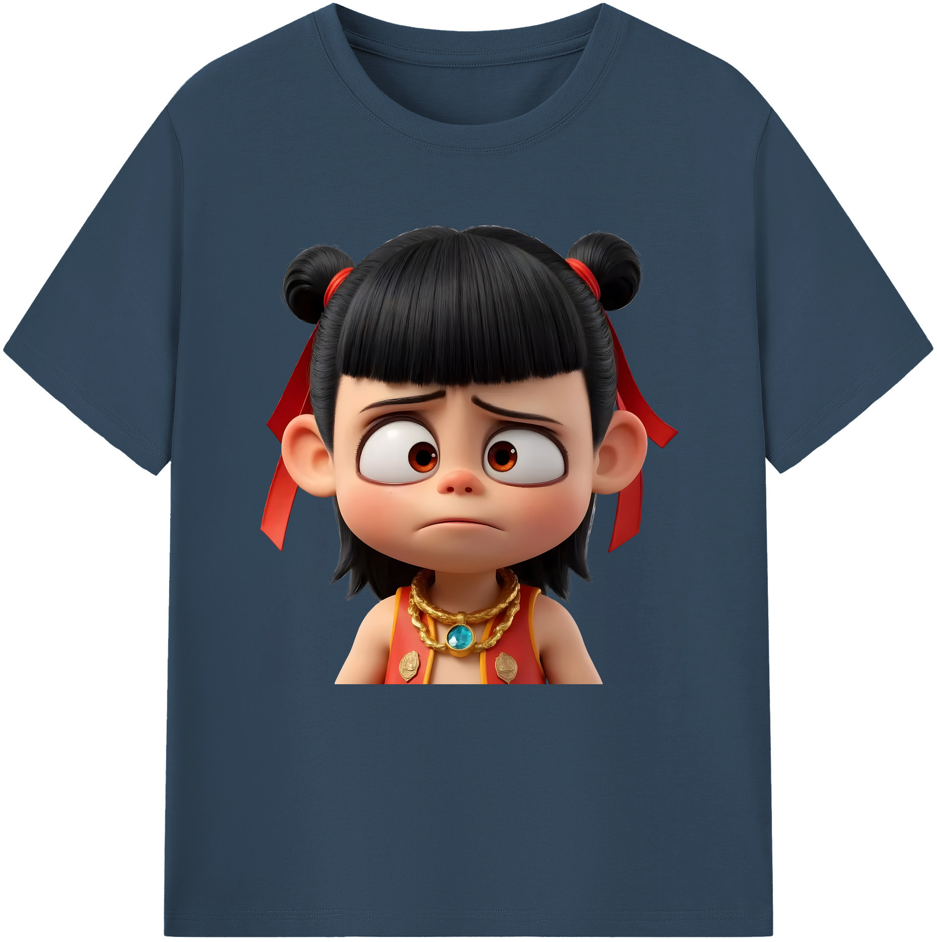 （画像用） Ne Zha 2 ナタ 魔童の大暴れ 綿100％半袖Tシャツ（フロントプリント）