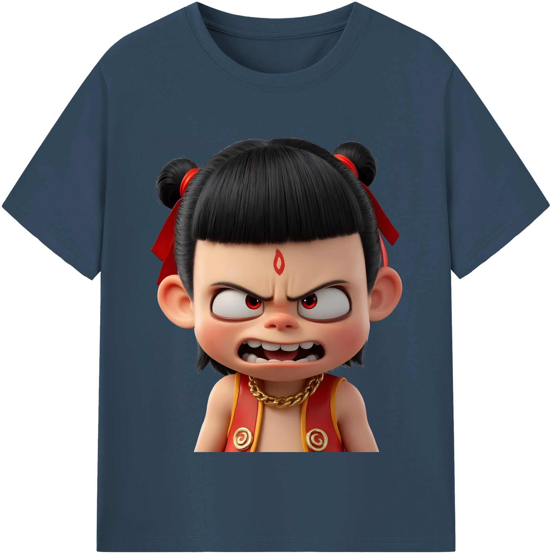 （画像用） Ne Zha 2 ナタ 魔童の大暴れ 綿100％半袖Tシャツ（フロントプリント）