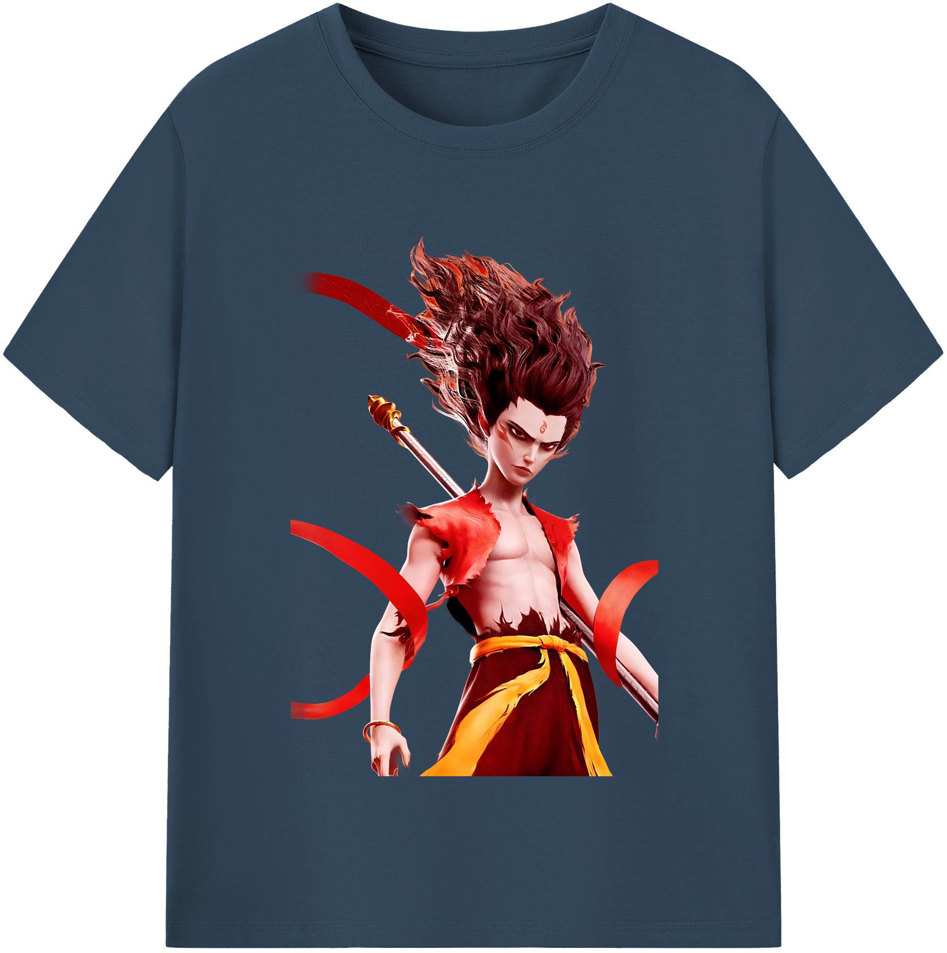 （画像用） Ne Zha 2 ナタ 魔童の大暴れ 綿100％半袖Tシャツ（フロントプリント）