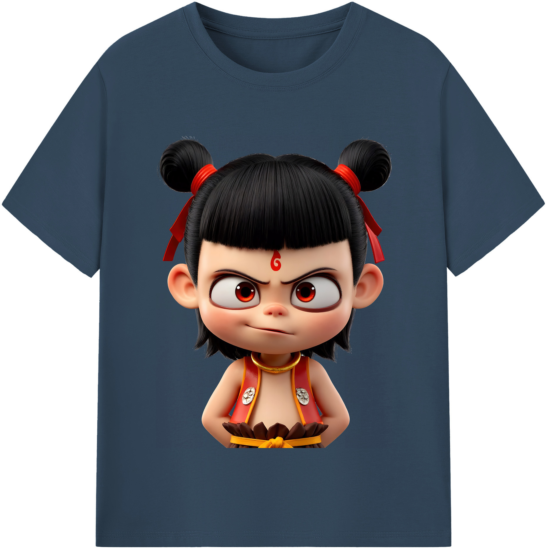 （画像用） Ne Zha 2 ナタ 魔童の大暴れ 綿100％半袖Tシャツ（フロントプリント）