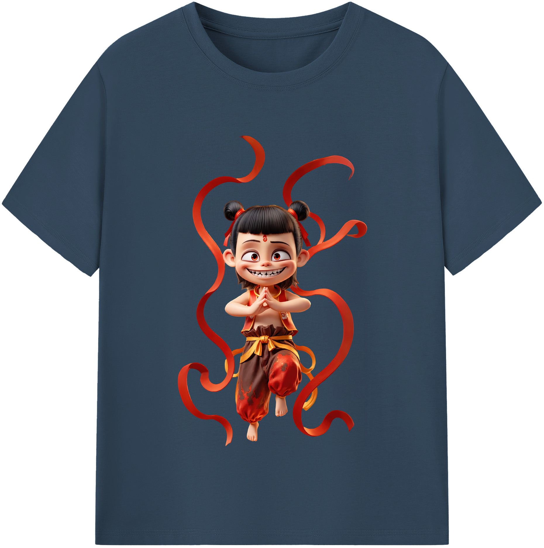 （画像用） Ne Zha 2 ナタ 魔童の大暴れ 綿100％半袖Tシャツ（フロントプリント）