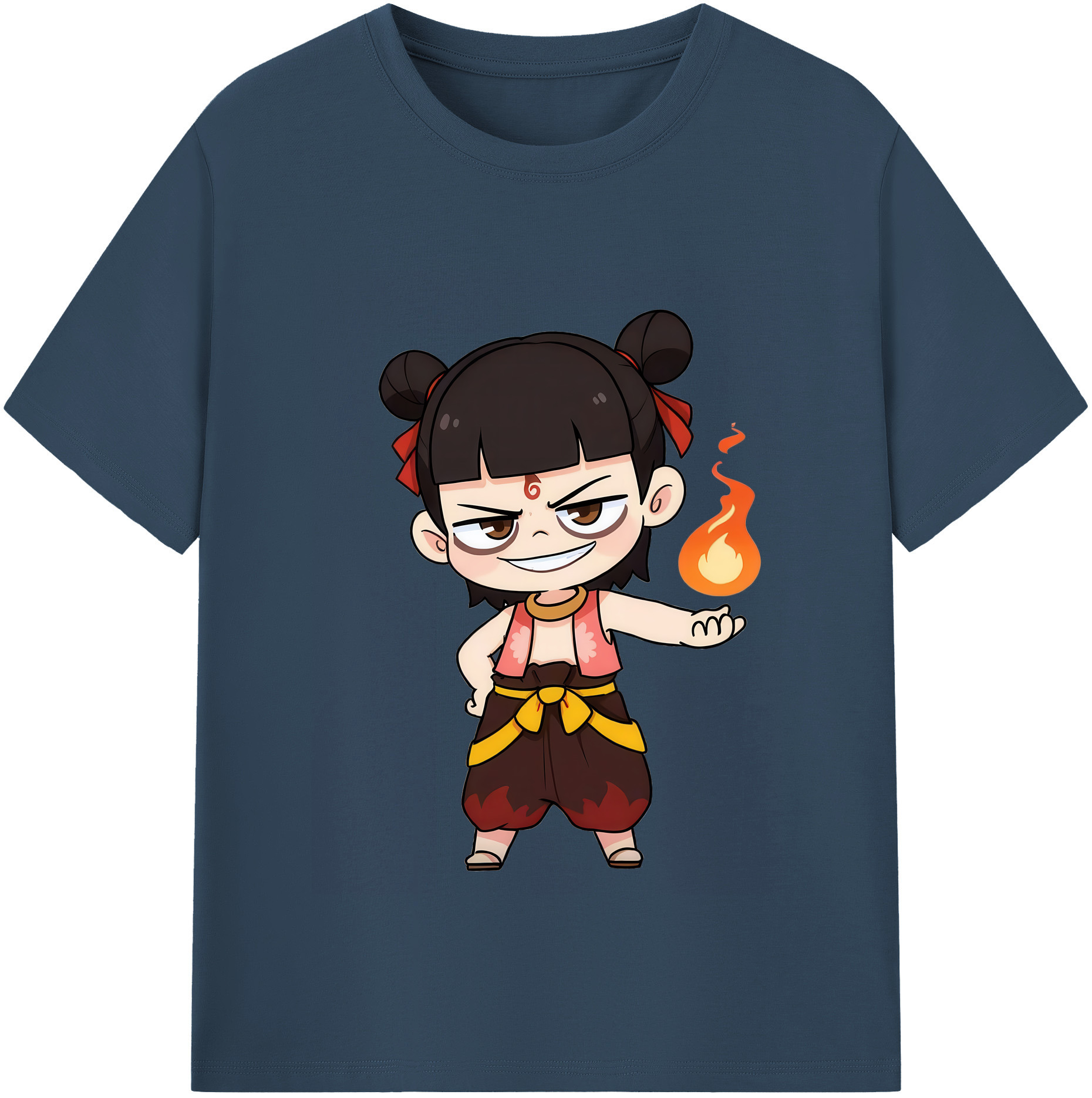 （画像用） Ne Zha 2 ナタ 魔童の大暴れ 綿100％半袖Tシャツ（フロントプリント）