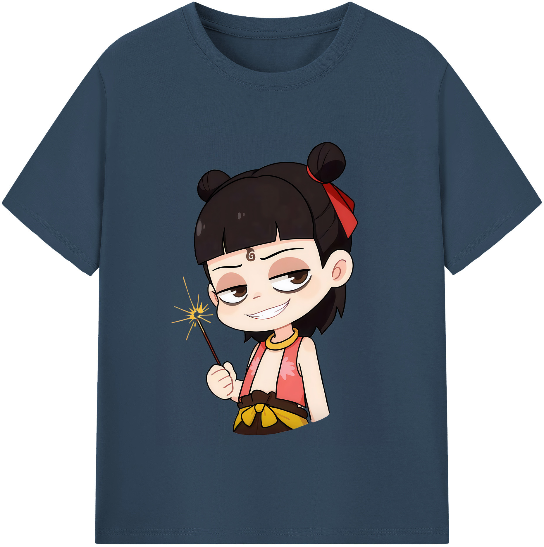 （画像用） Ne Zha 2 ナタ 魔童の大暴れ 綿100％半袖Tシャツ（フロントプリント）