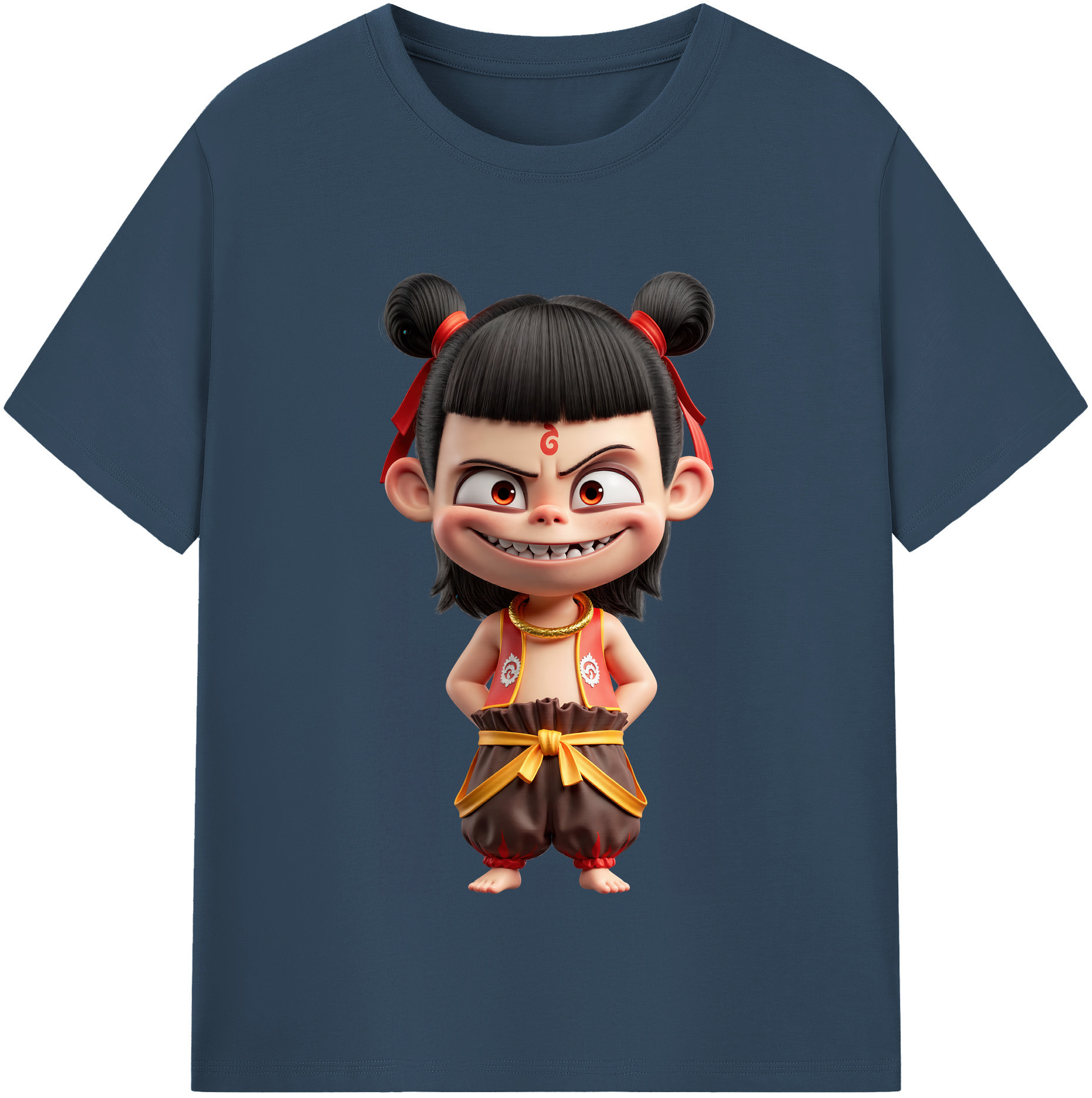 （画像用） Ne Zha 2 ナタ 魔童の大暴れ 綿100％半袖Tシャツ（フロントプリント）