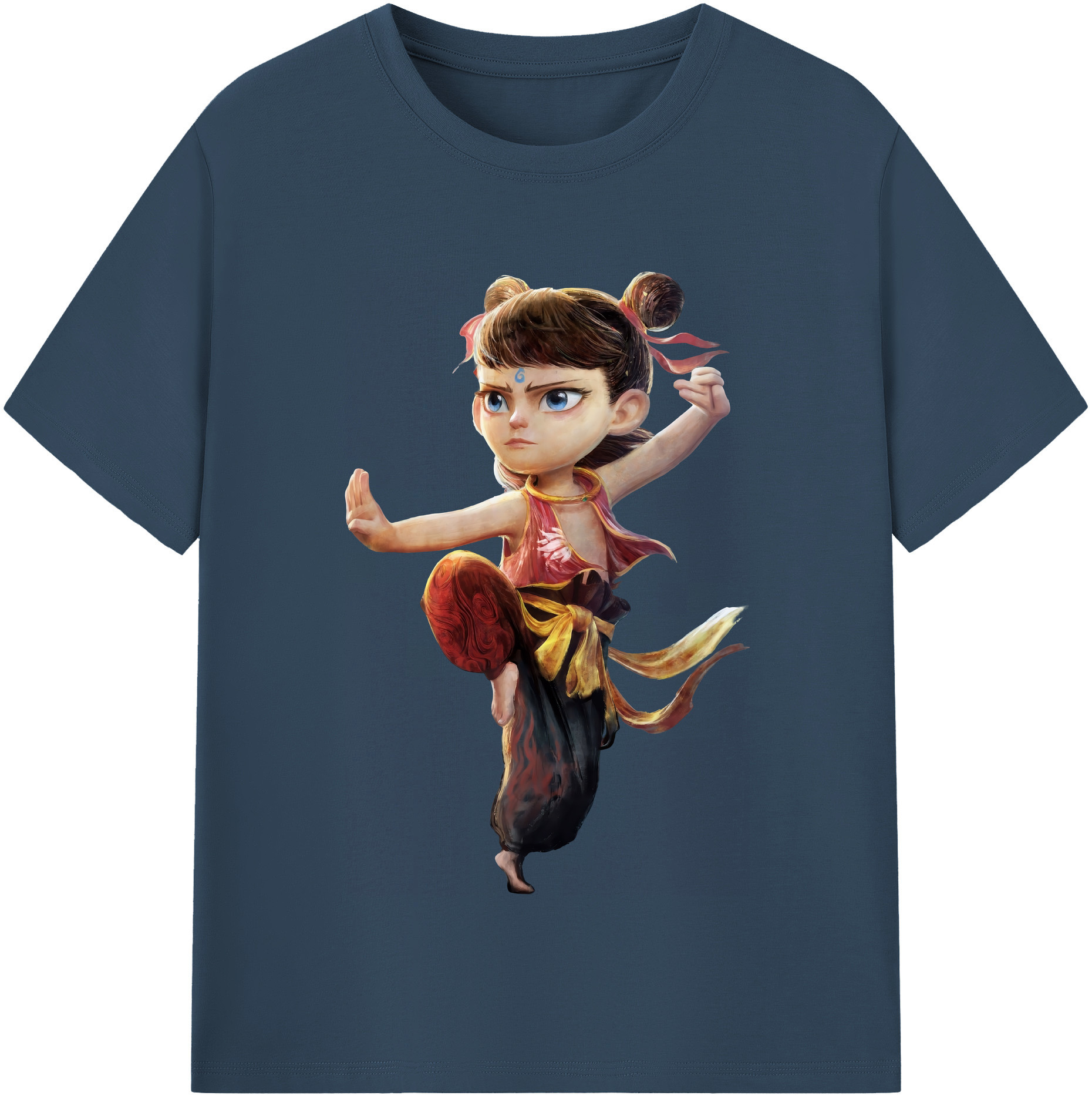 （画像用） Ne Zha 2 ナタ 魔童の大暴れ 綿100％半袖Tシャツ（フロントプリント）