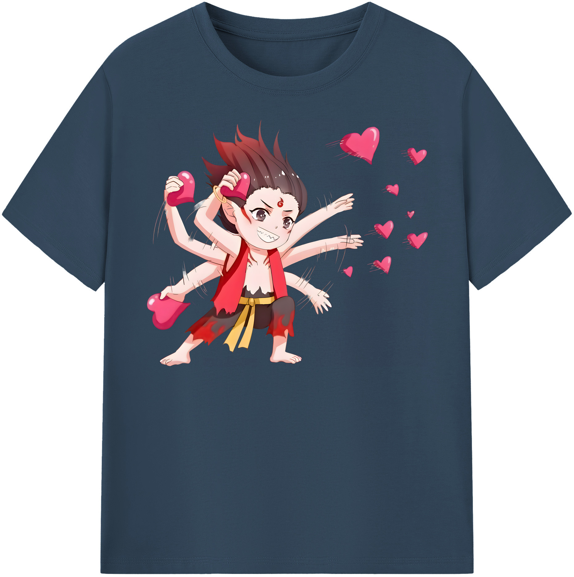 （画像用） Ne Zha 2 ナタ 魔童の大暴れ 綿100％半袖Tシャツ（フロントプリント）